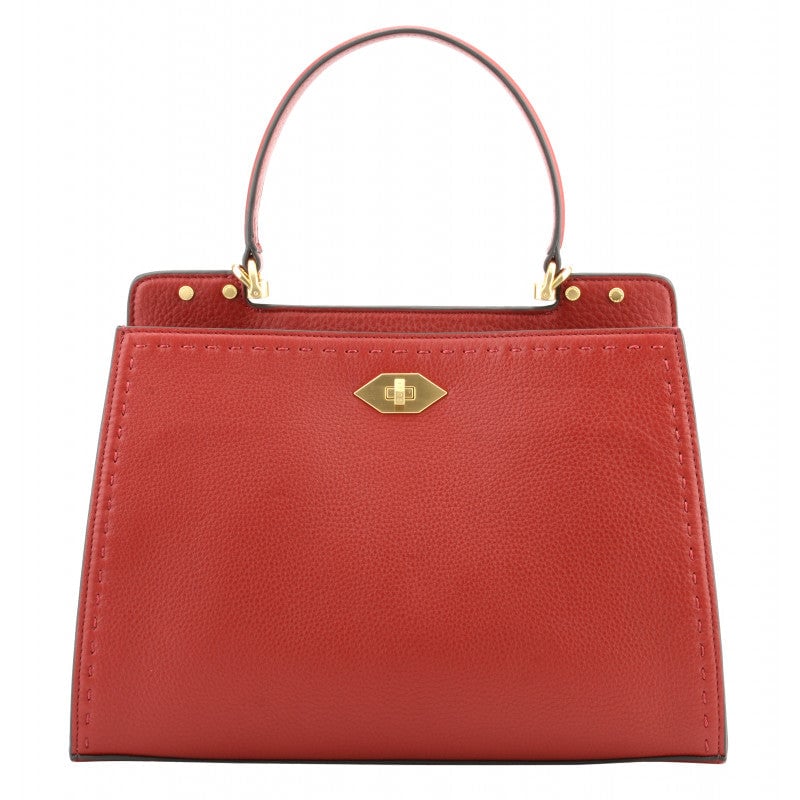 Handbag - cowhide leather POURCHET Red