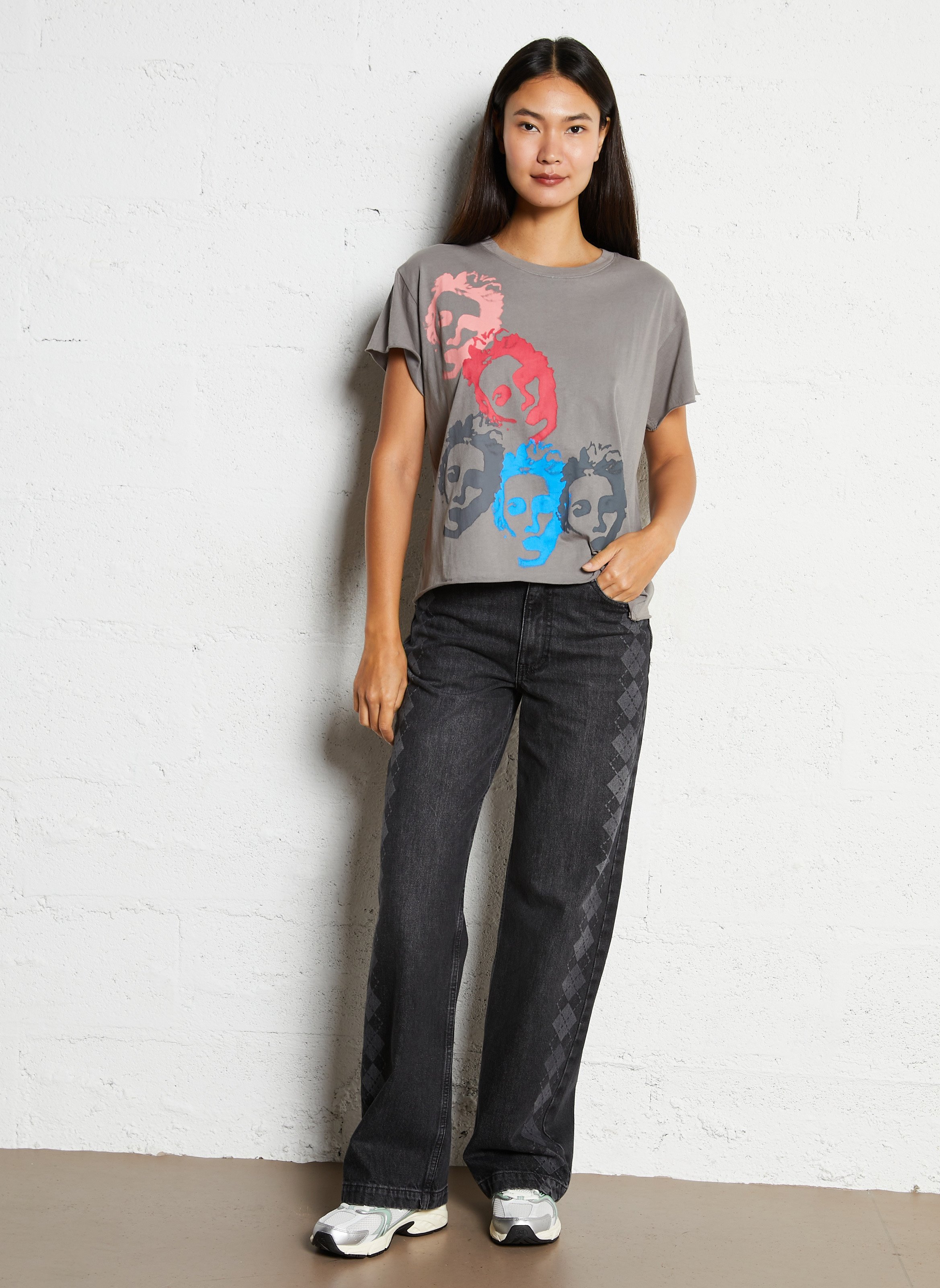 Jean droit taille haute à motifs DAMSON MADDER Gris