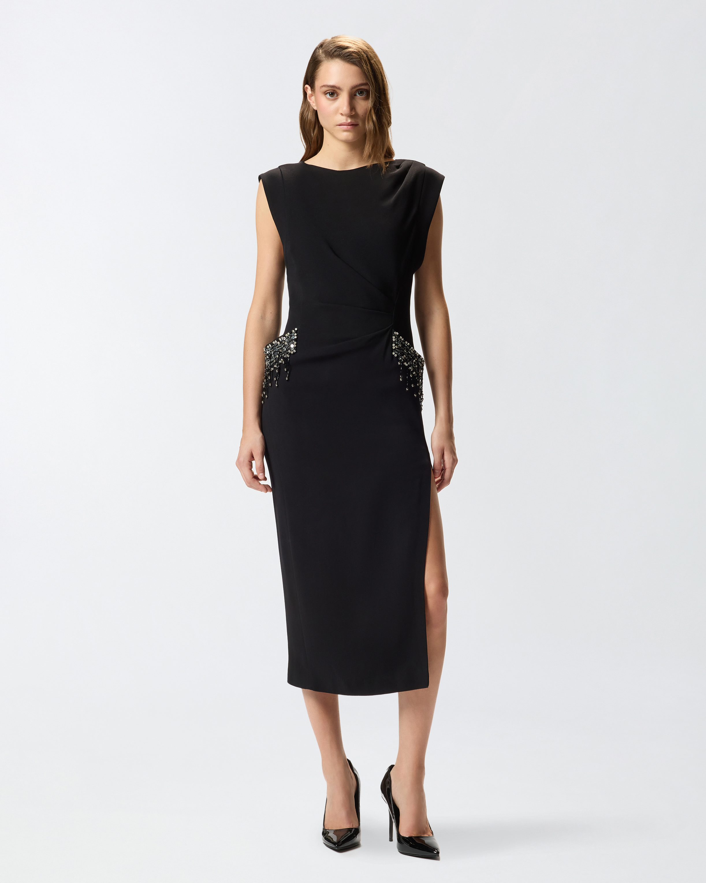 Fitted dress with jewel embroidery PINKO Black