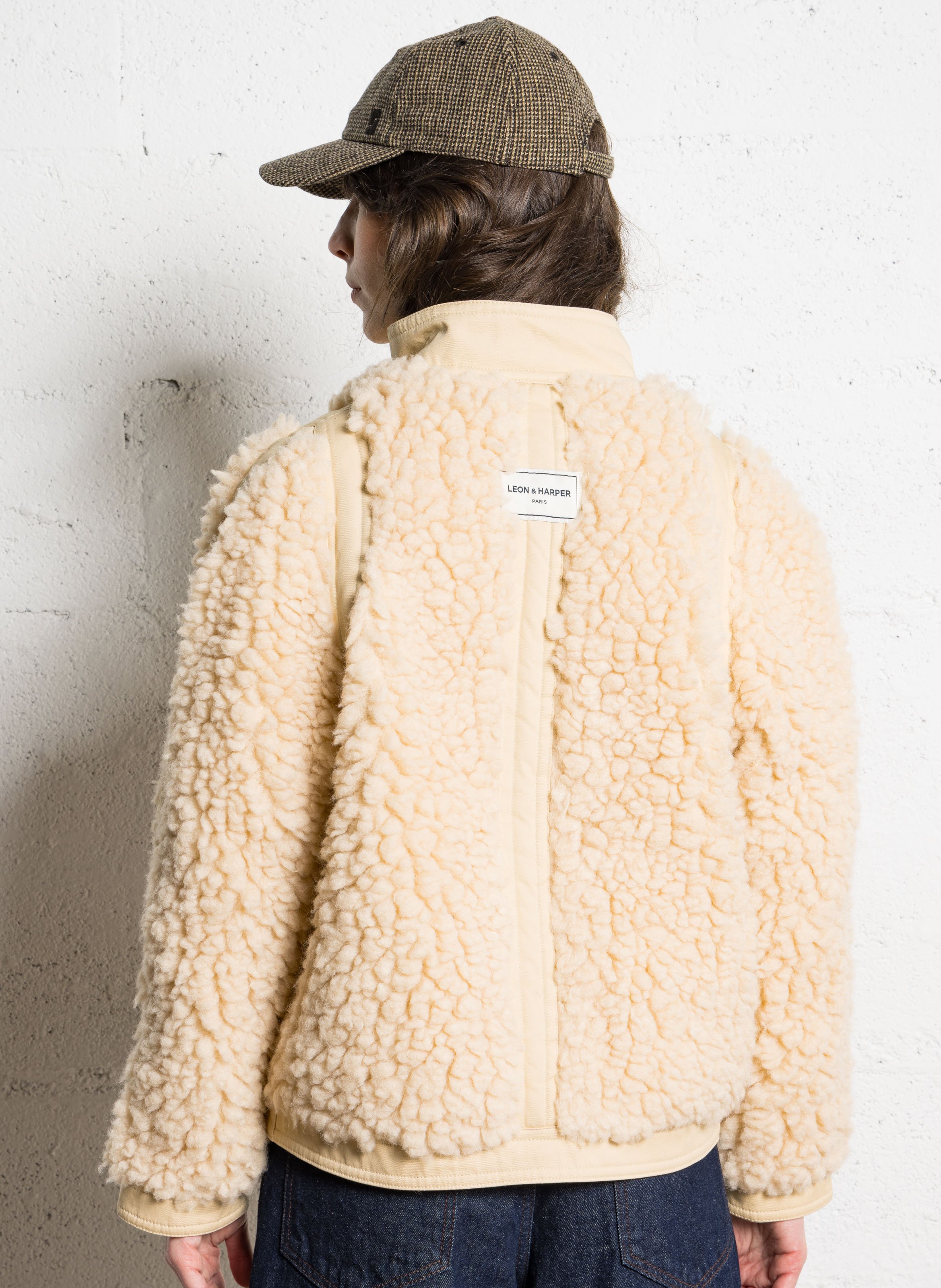 Sherpajack met opstaande kraag LEON & HARPER Wit