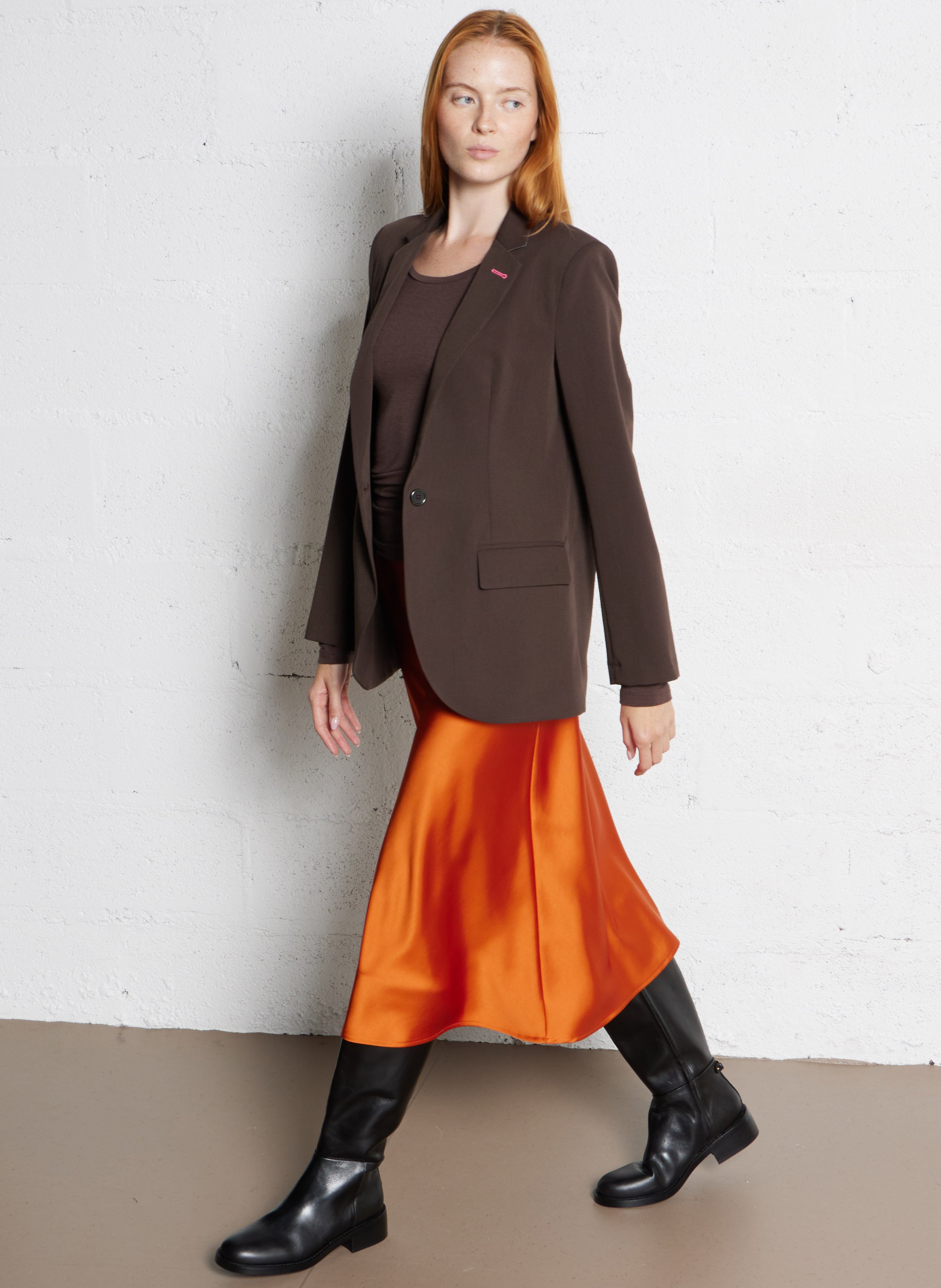 Einfarber ausgestellter Satinrock IMPERIAL Orange