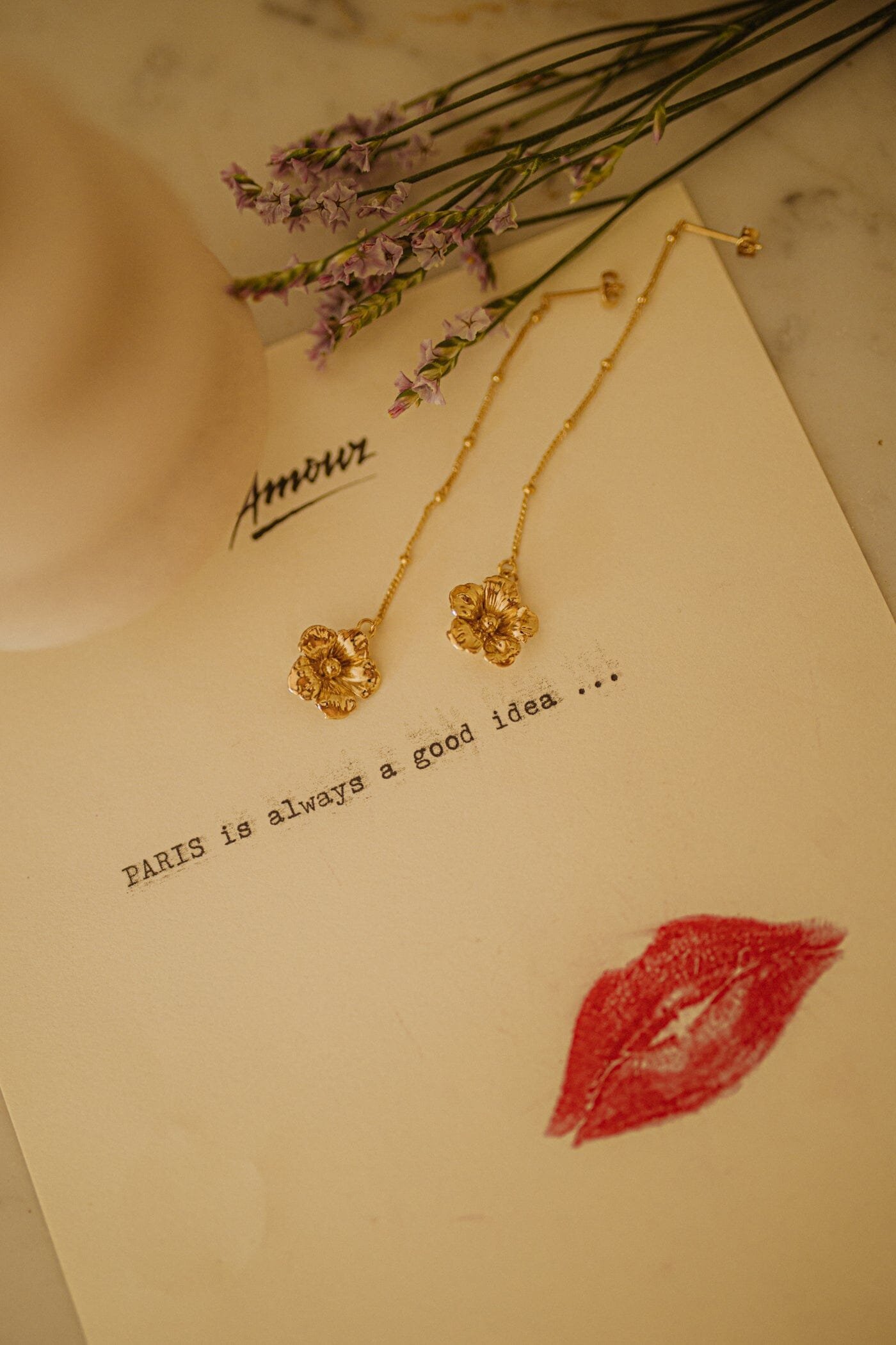 HESPÉRIS - silver-plated flower dangle earrings MONSIEUR SIMONE Golden