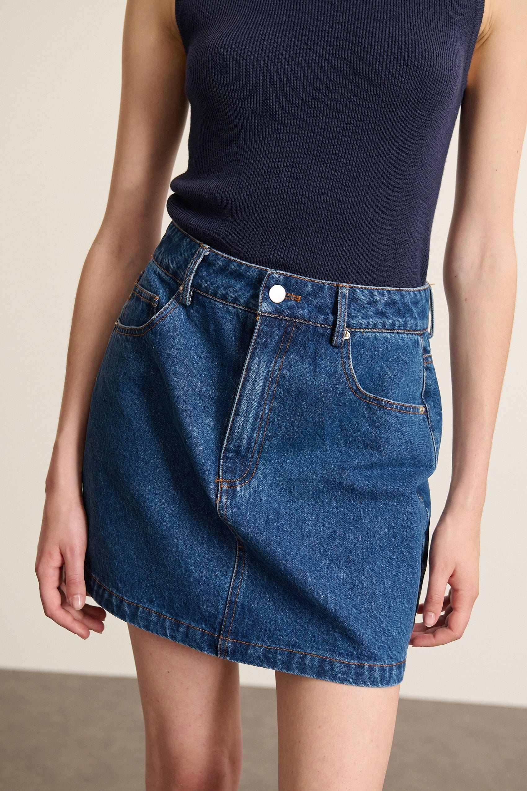 High neck sleeveless wool blend sweater GARANCE PARIS Blue