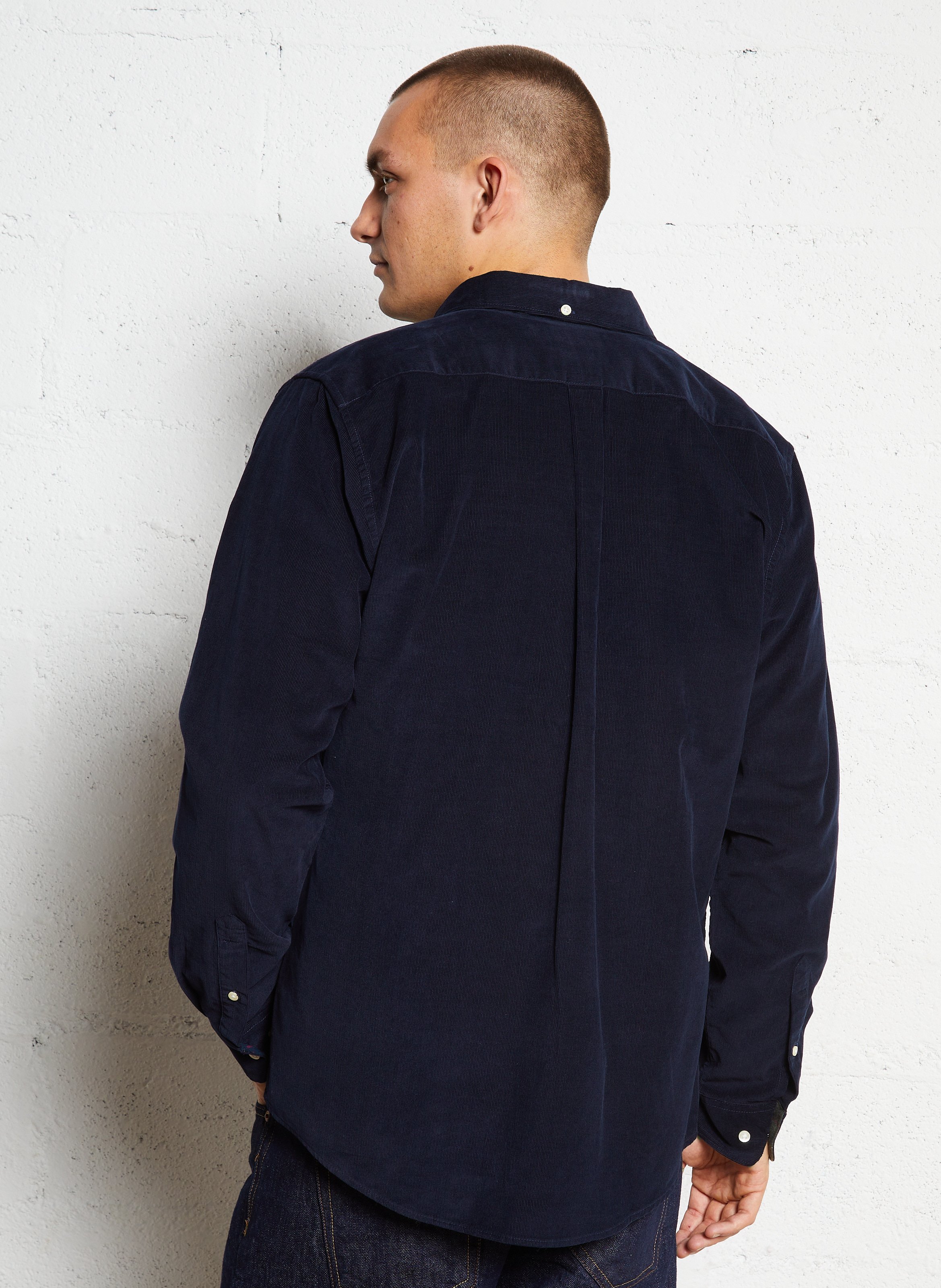 Rechte blouse met lange mouwen van fluweel BARBOUR Blauw