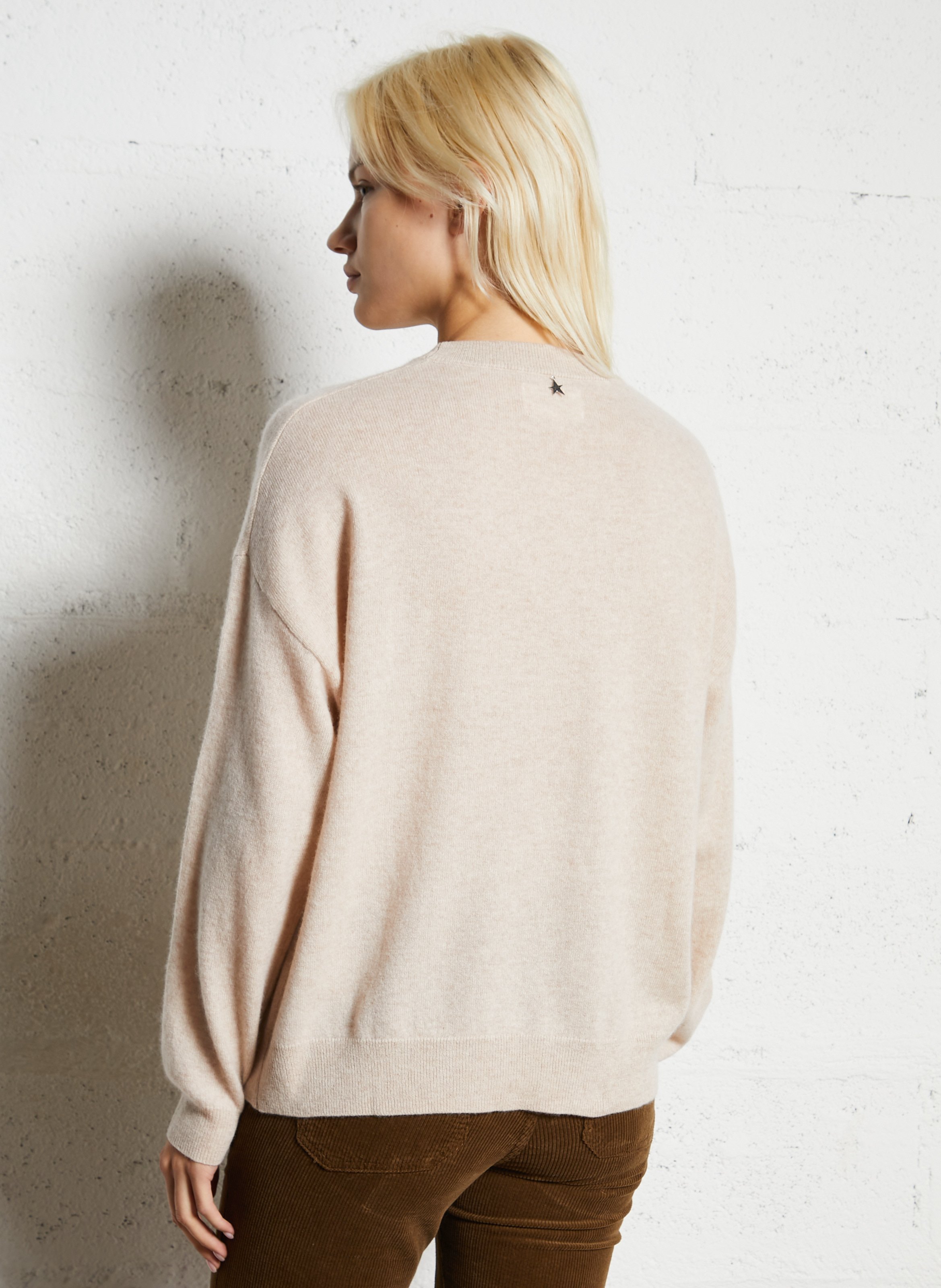 Pull ample col rond en cachemire SUD EXPRESS Beige