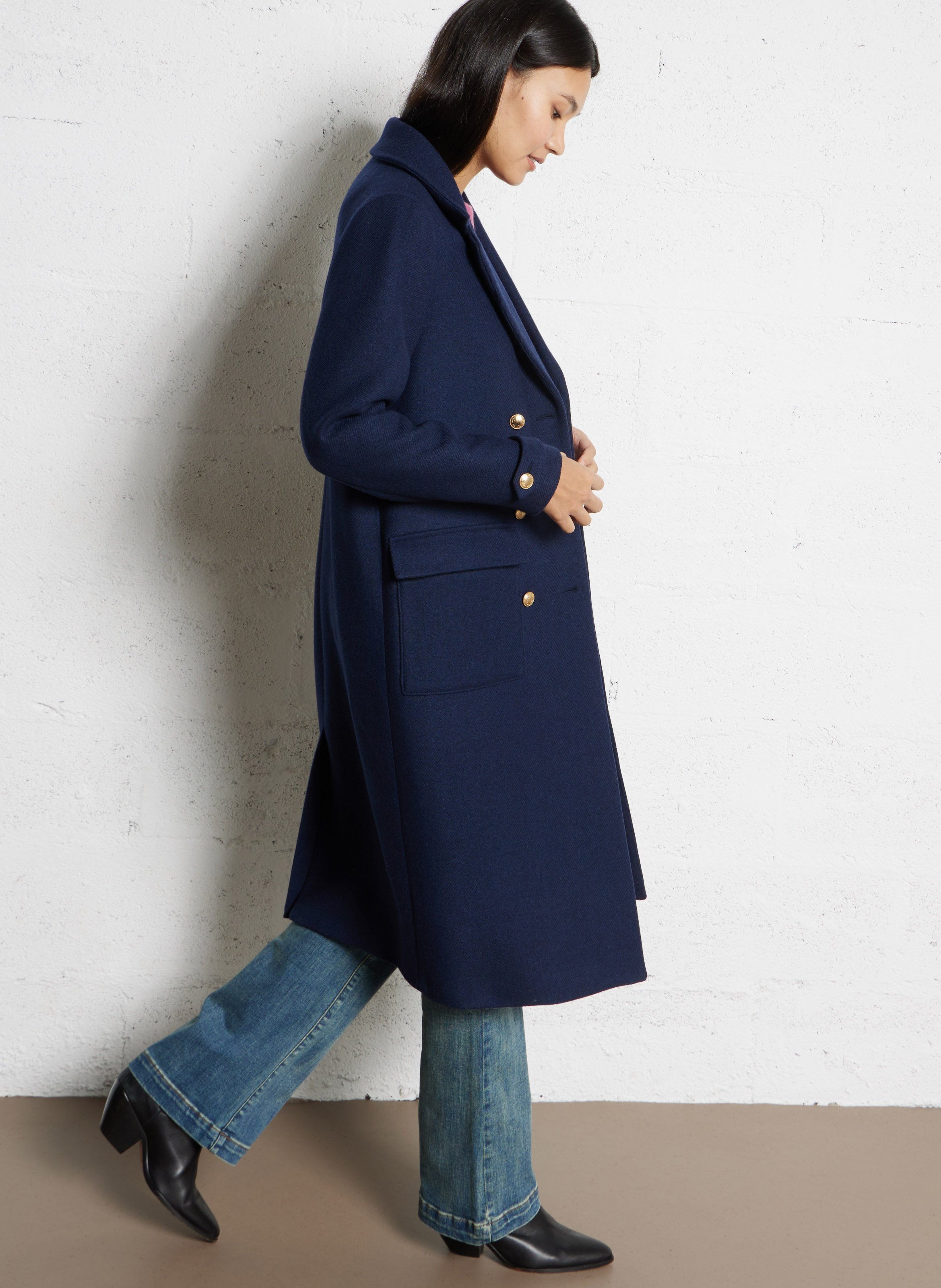 Oversized wool-blend coat with tailored collar I CODE Blue