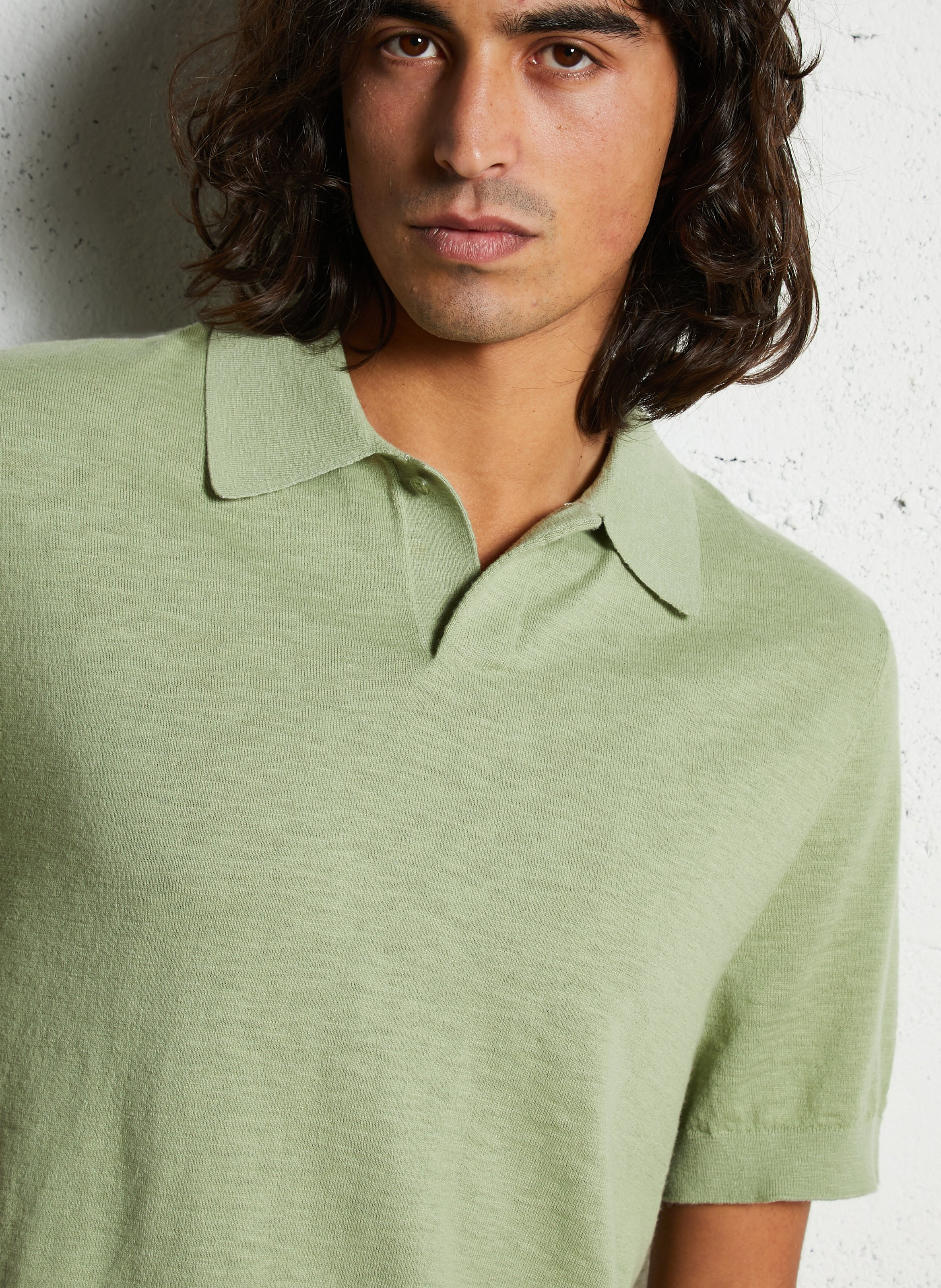 Short-sleeved polo in flamed knit IKKS Green