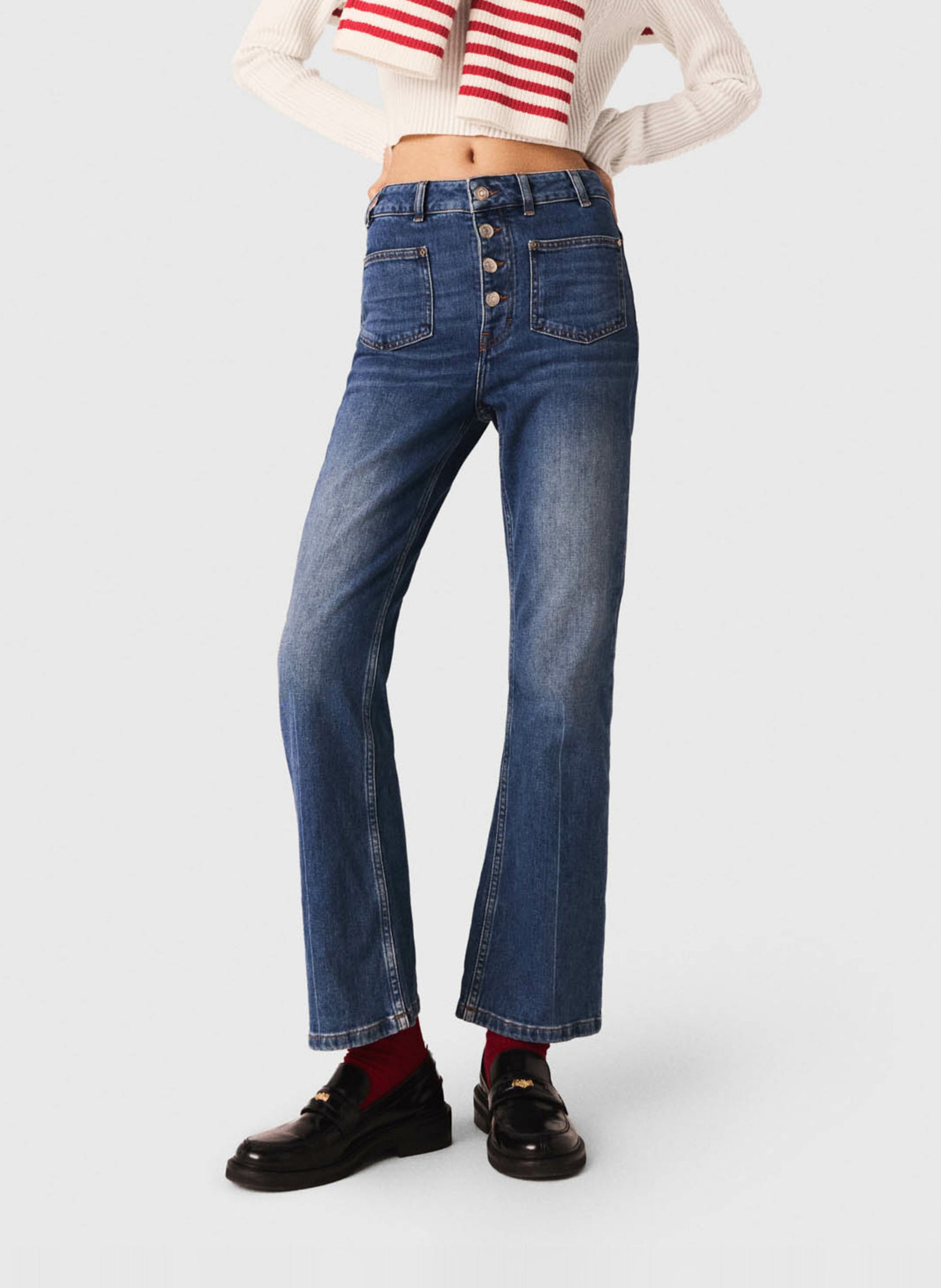 Straight-fit jeans van katoenmix MAJE Blauw
