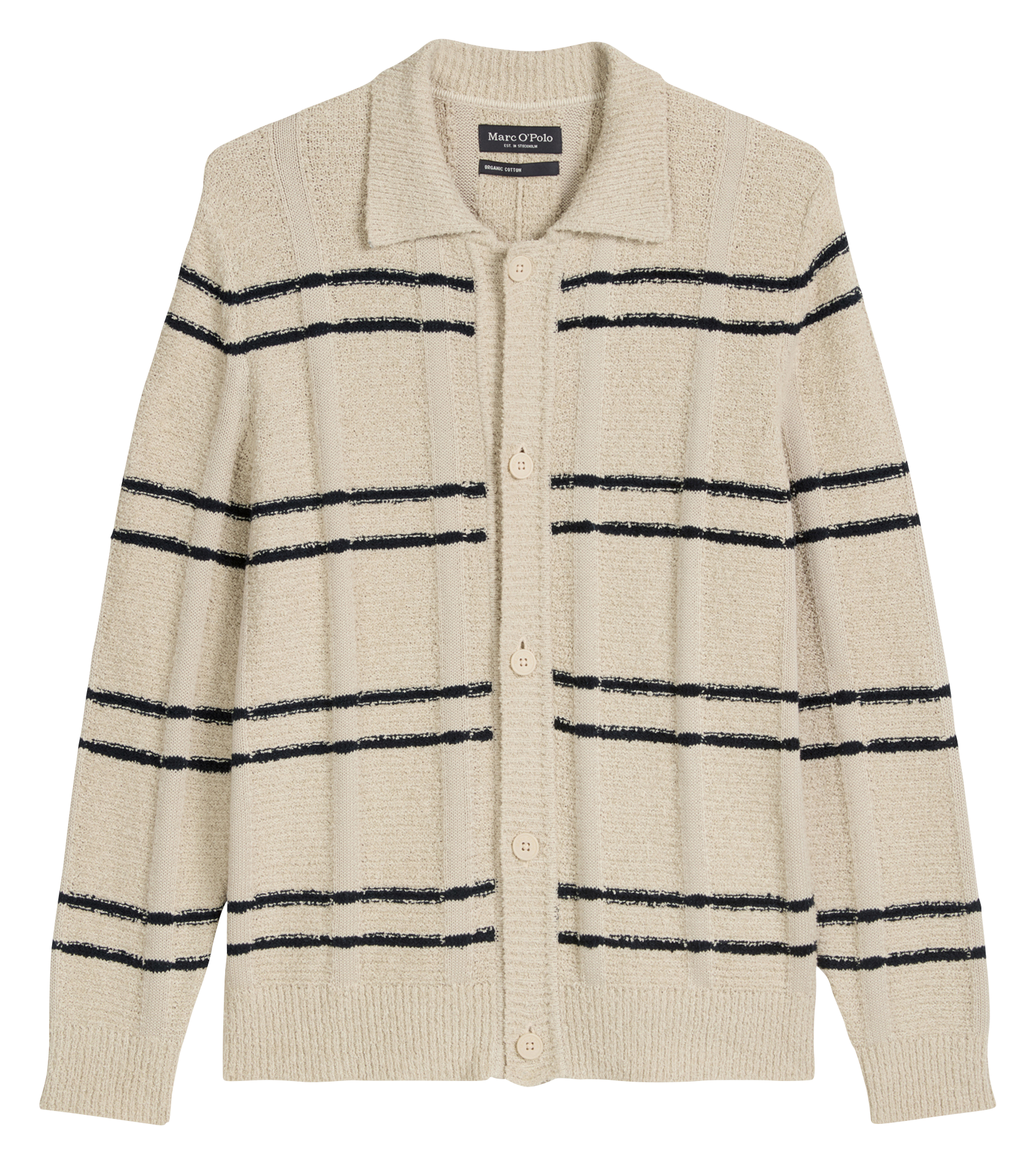 Cotton-blend cardigan with classic collar MARC O'POLO Beige