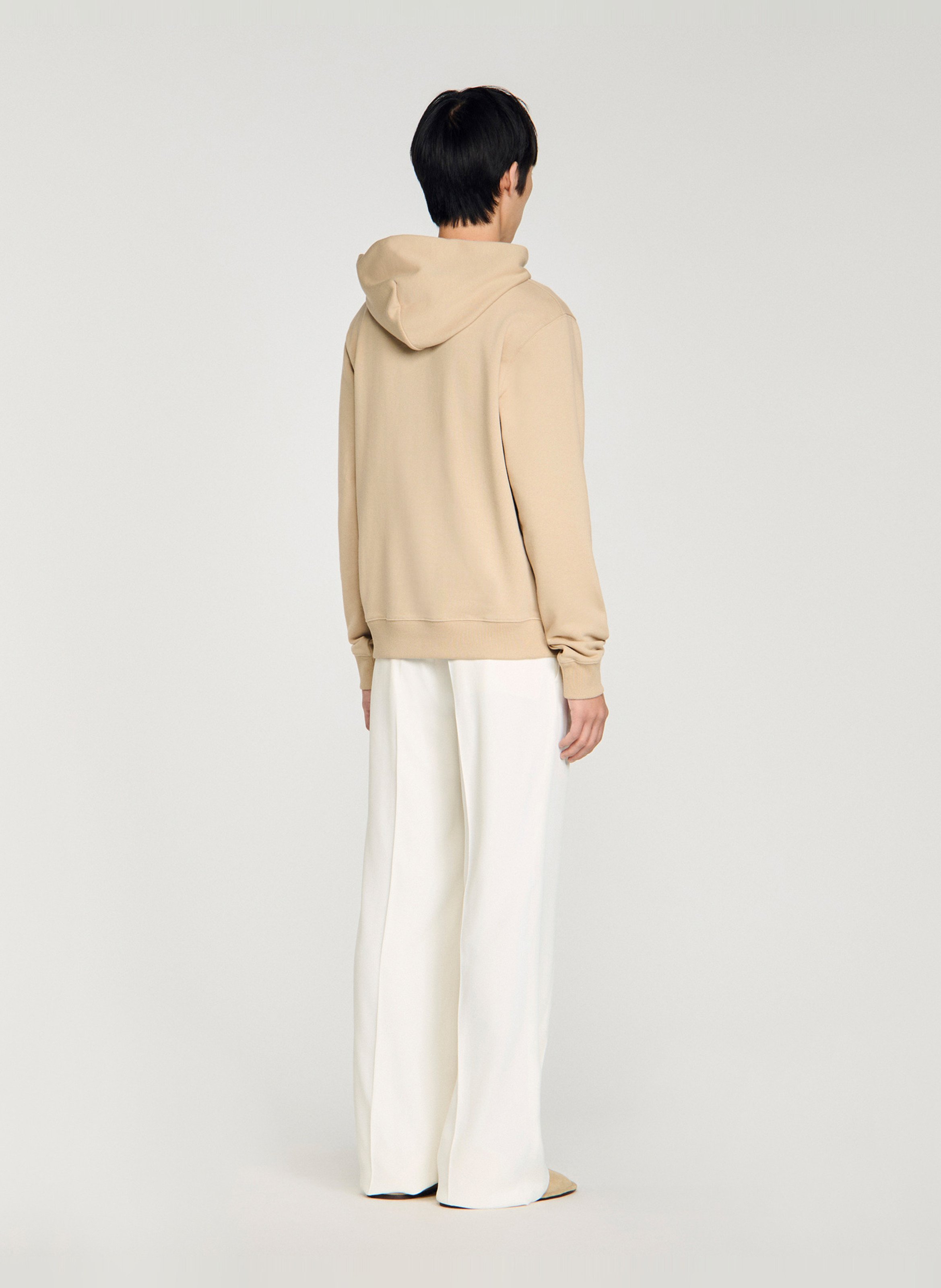 Sweat à capuche en coton SANDRO Beige