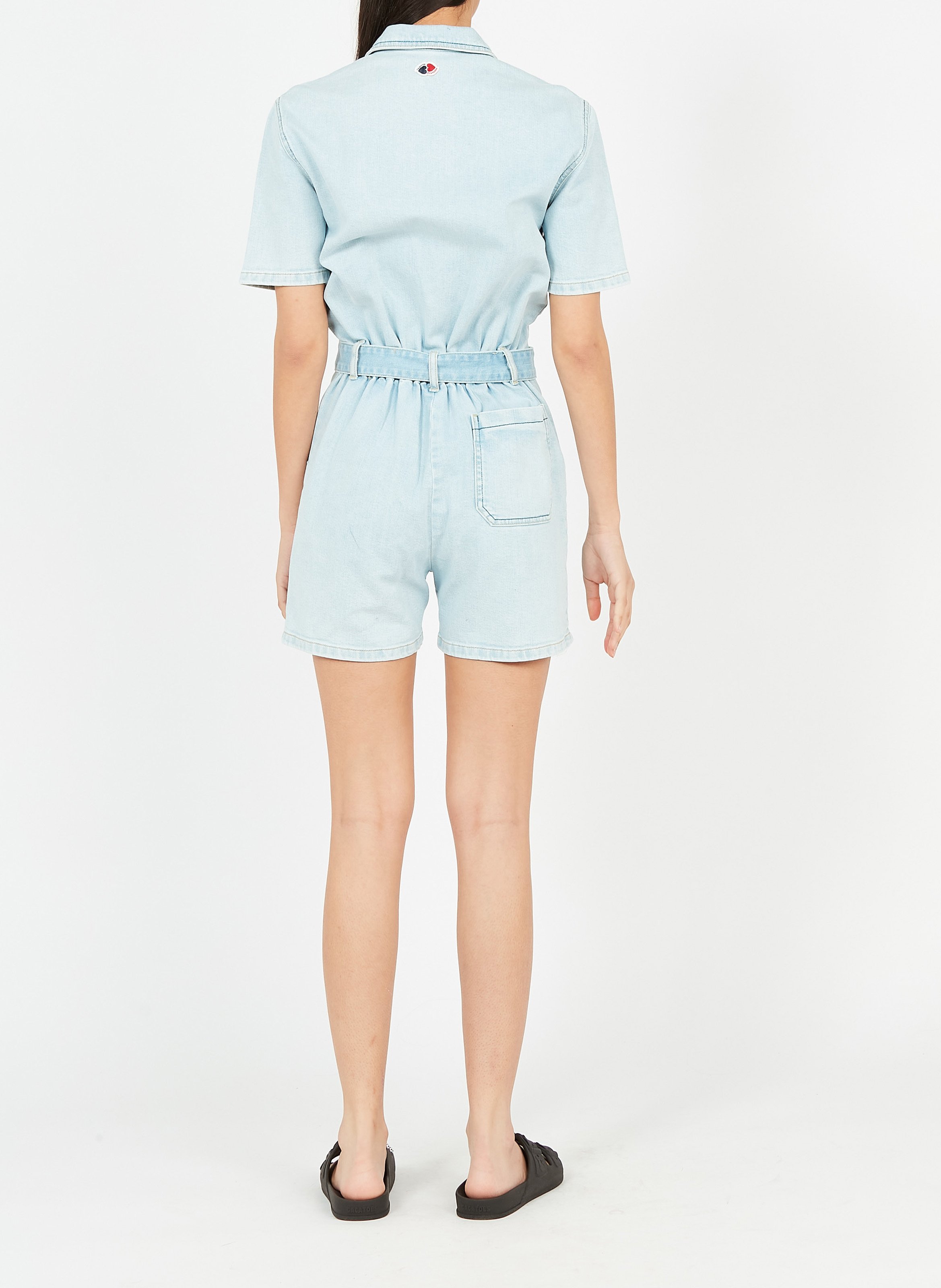 Cotton-blend playsuit with classic collar LA PETITE FRANCAISE Faded jeans