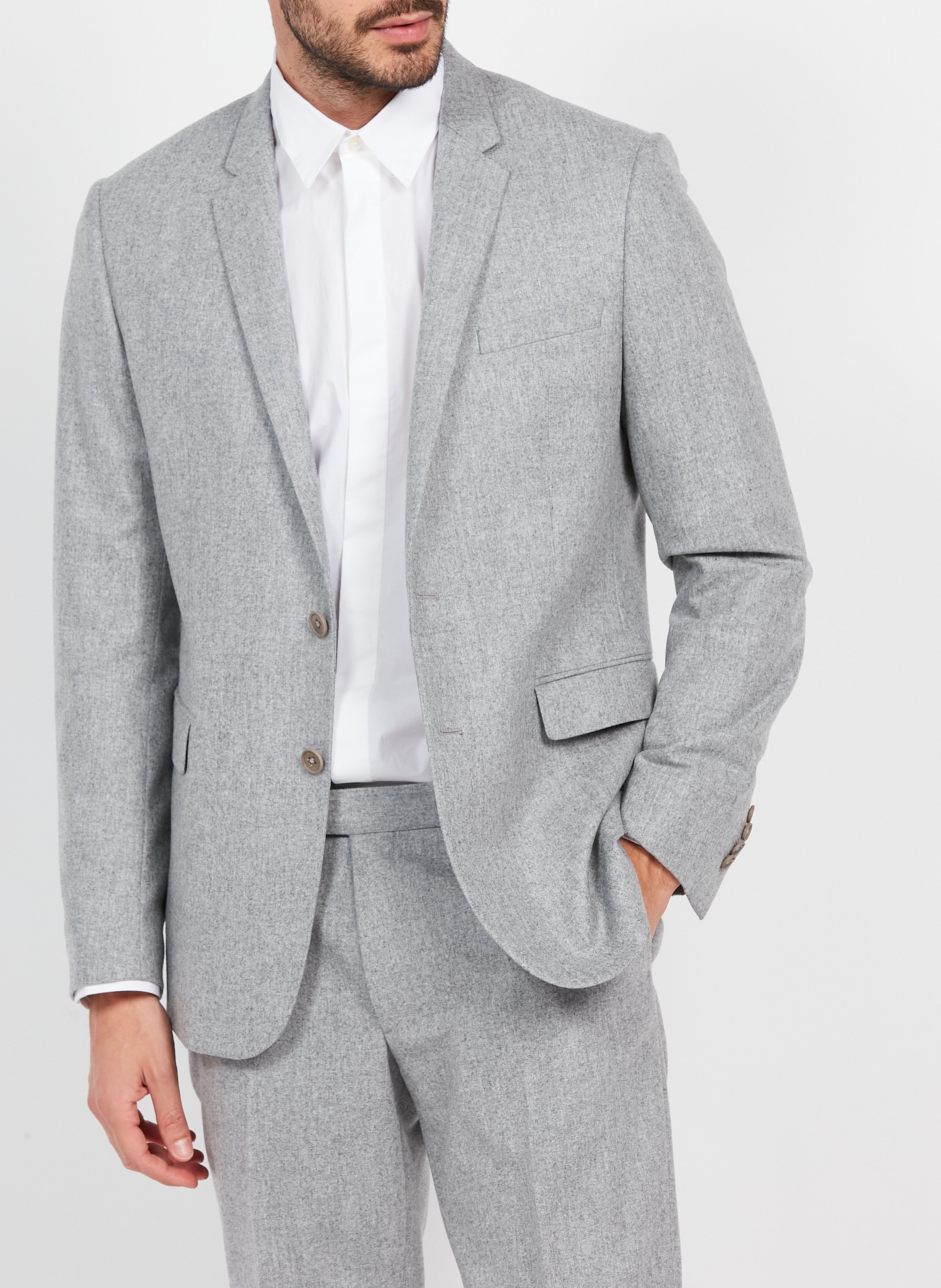 Felted wool suit jacket SAISON 1865 Grey