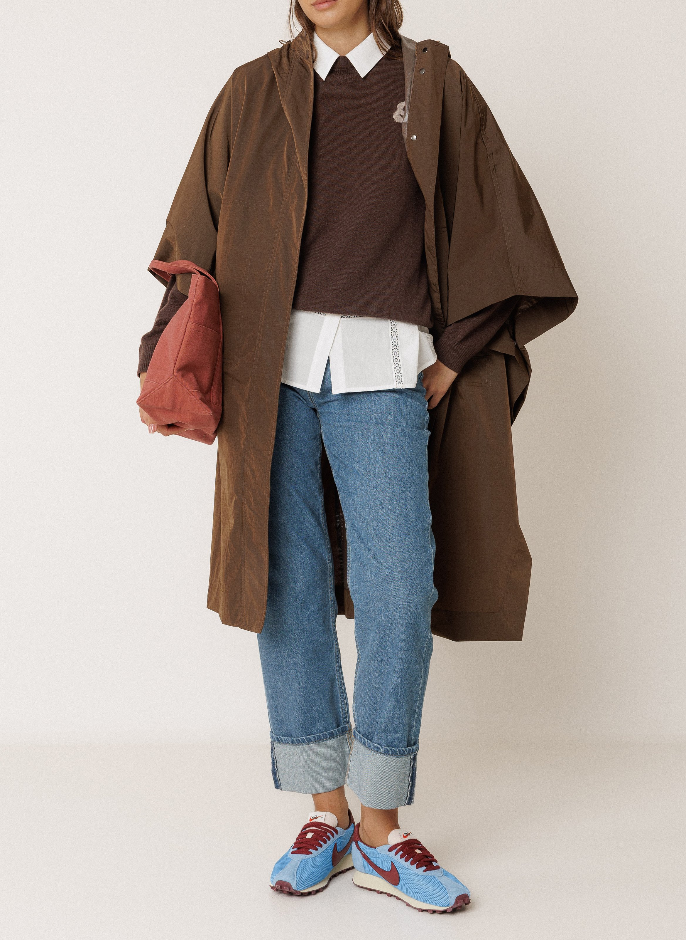 Parka oversize à capuche unie INDI & COLD Marron