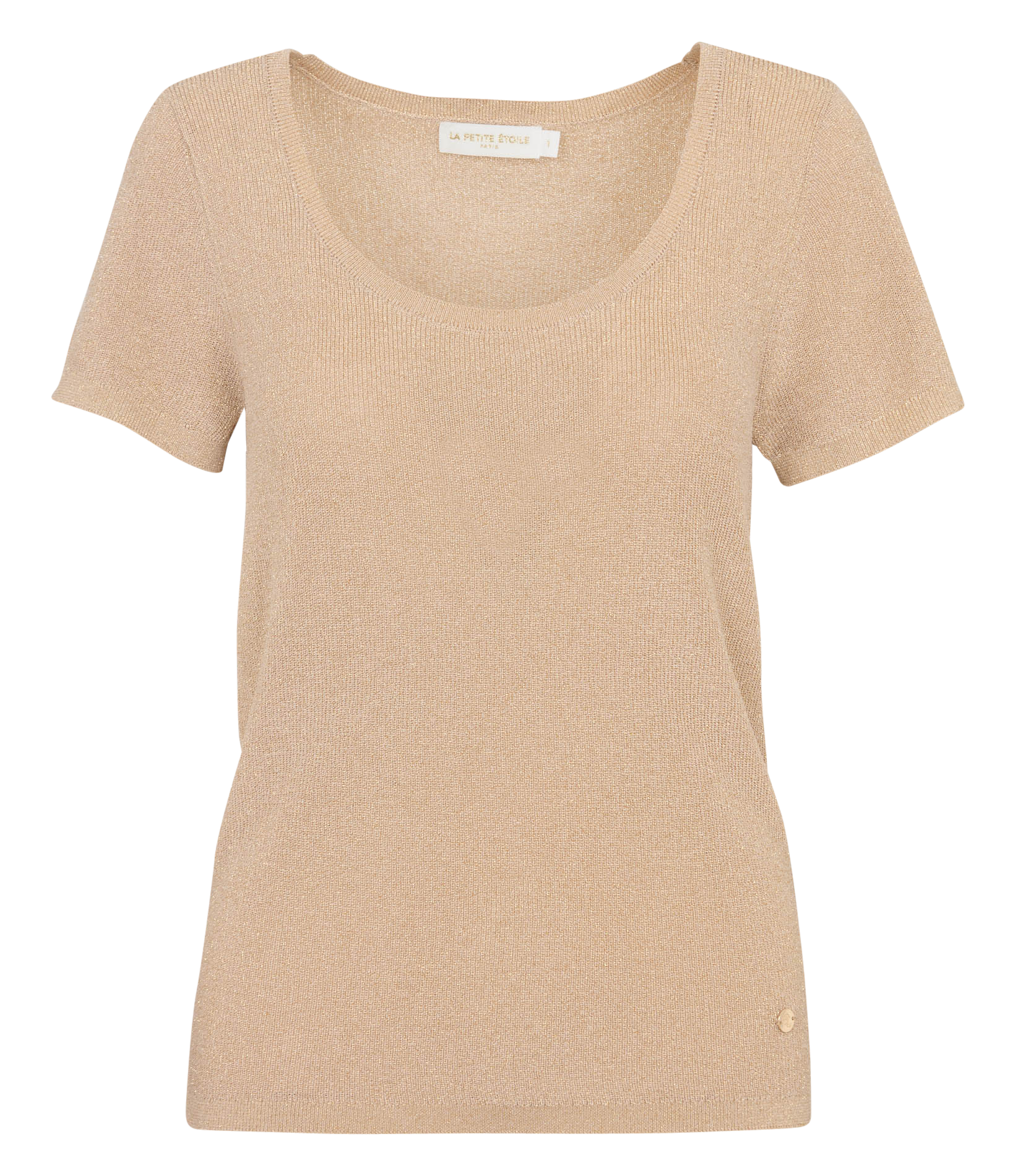 Gerade geschnittener feiner Rundhalsausschnitt-Pullover aus metallischem Strick LA PETITE ETOILE Golden