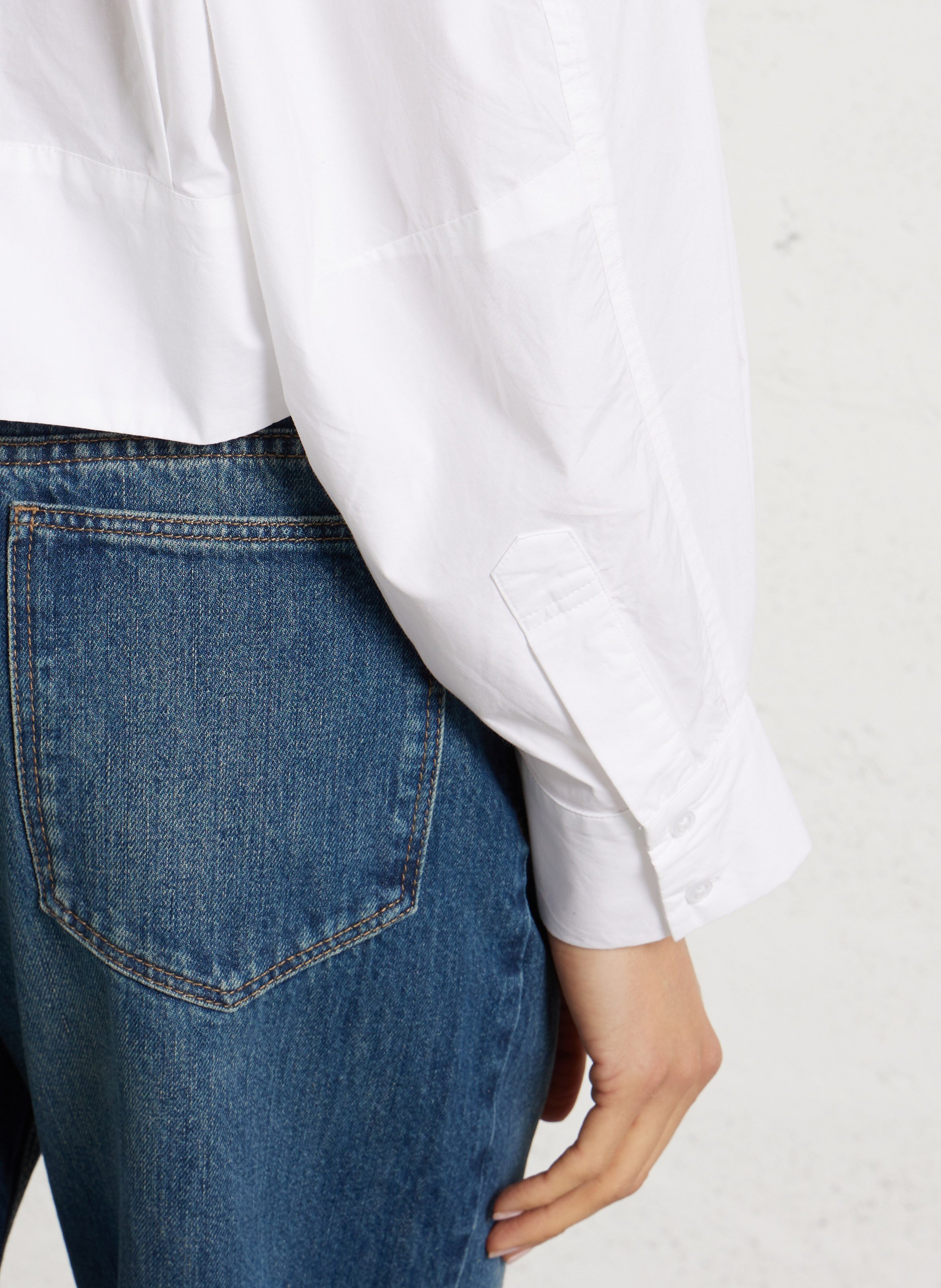 Oversized cotton shirt with classic collar NORR White