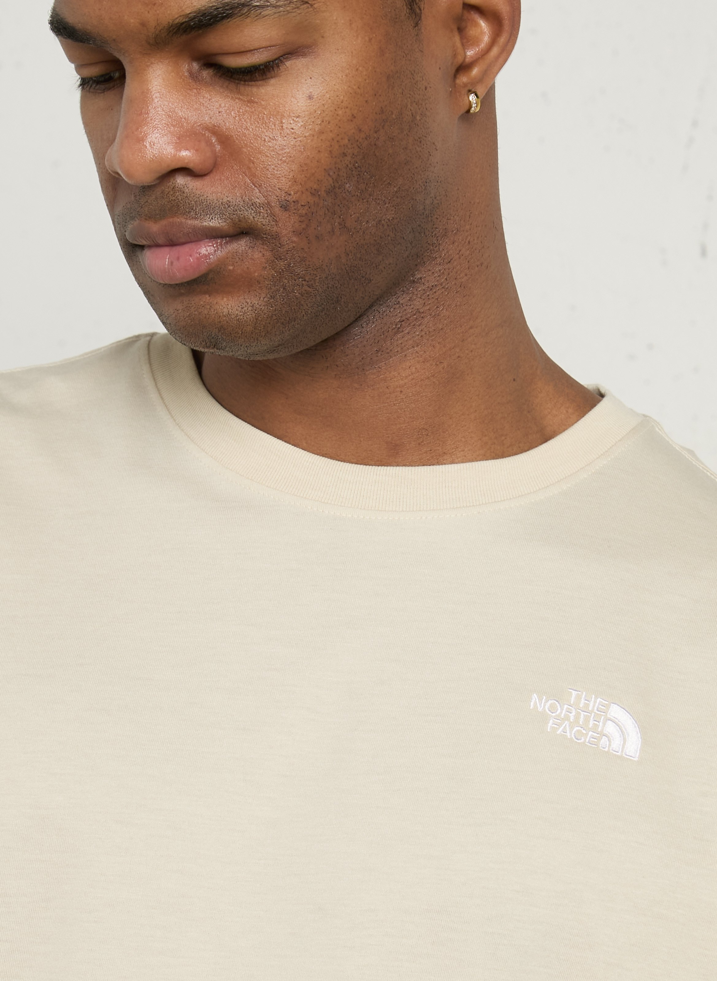 Staright embroidered round-neck cotton T-shirt THE NORTH FACE Beige