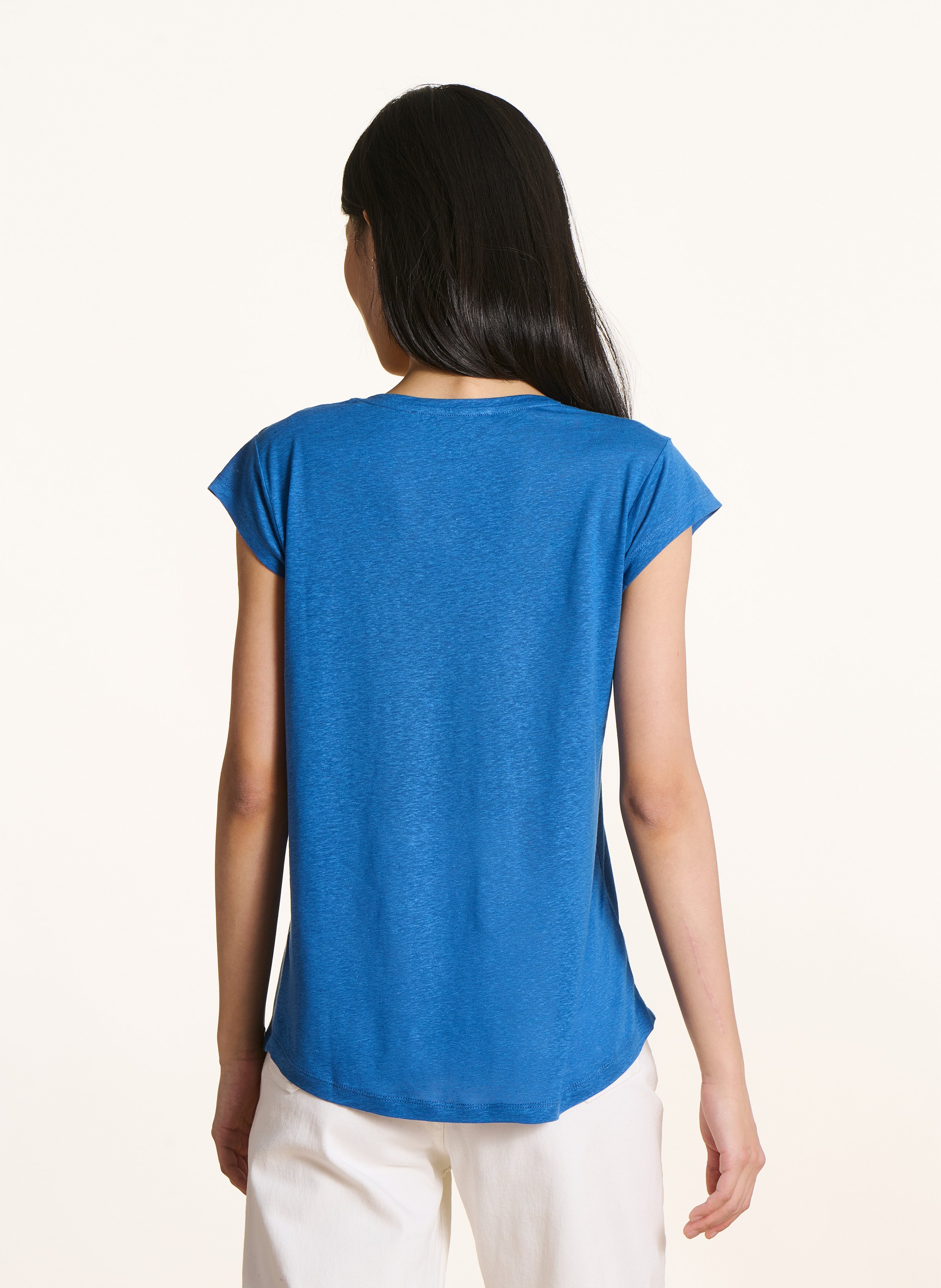T-shirt met V-hals LA FEE MARABOUTEE Blauw