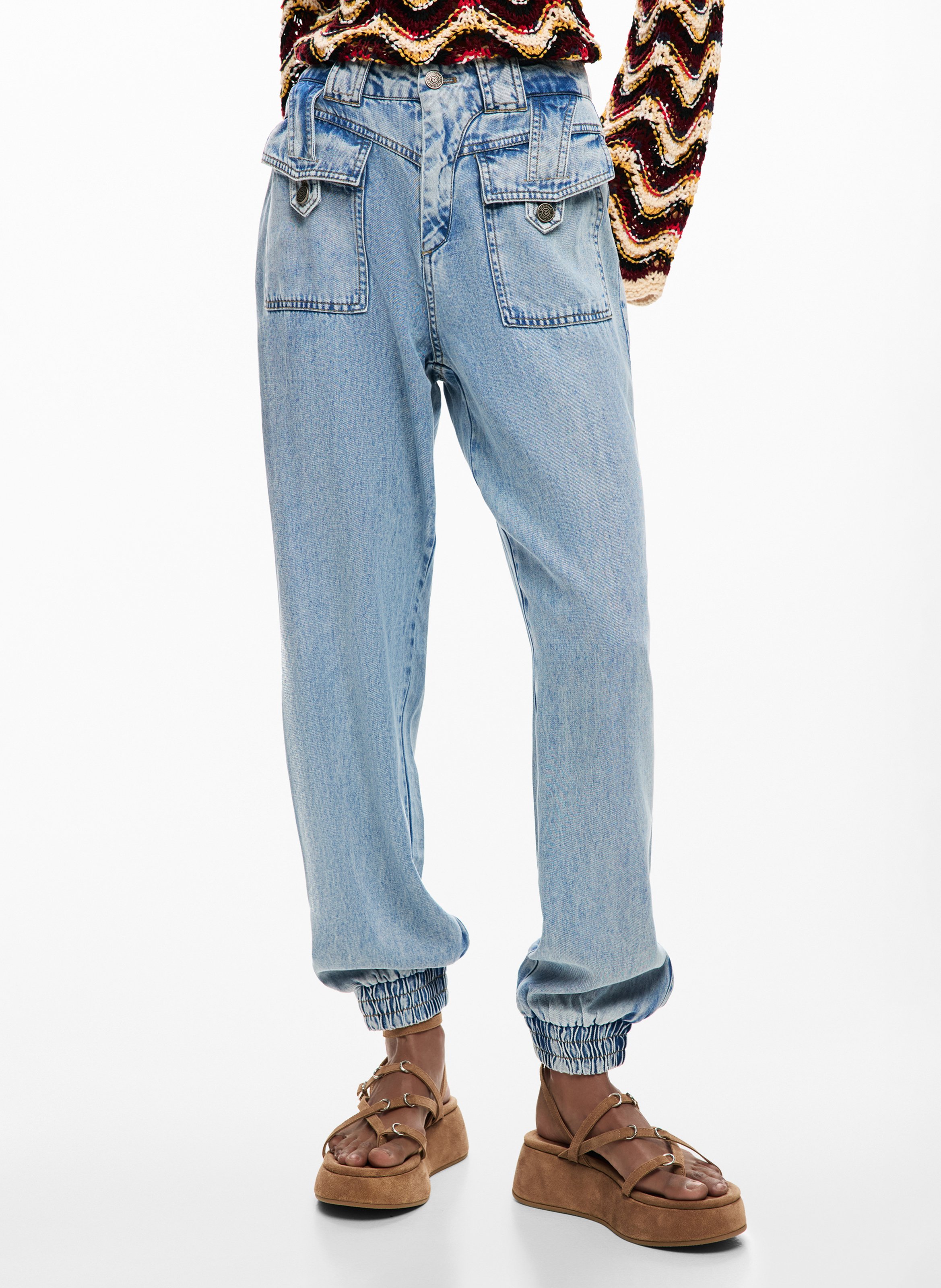 Pantalón ancho ajustado desgastado DESIGUAL Azul