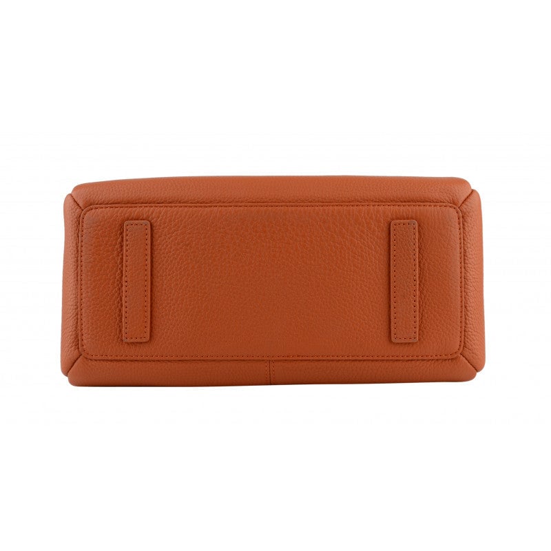 Calfskin leather handbag POURCHET Orange