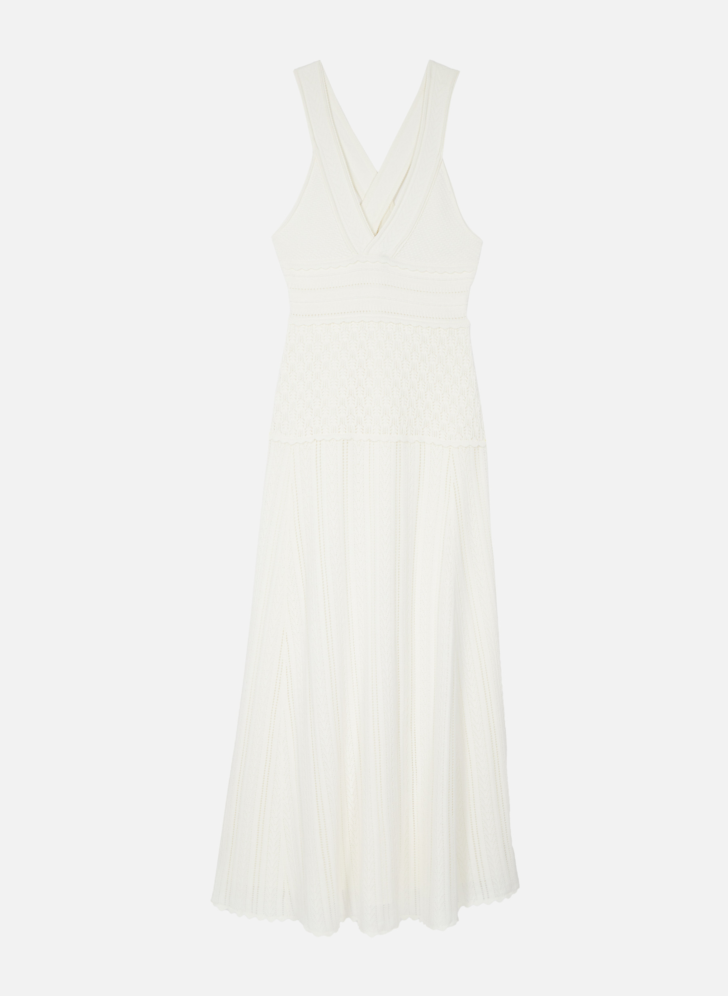 Crossed back dress in openwork knit THE KOOPLES Beige