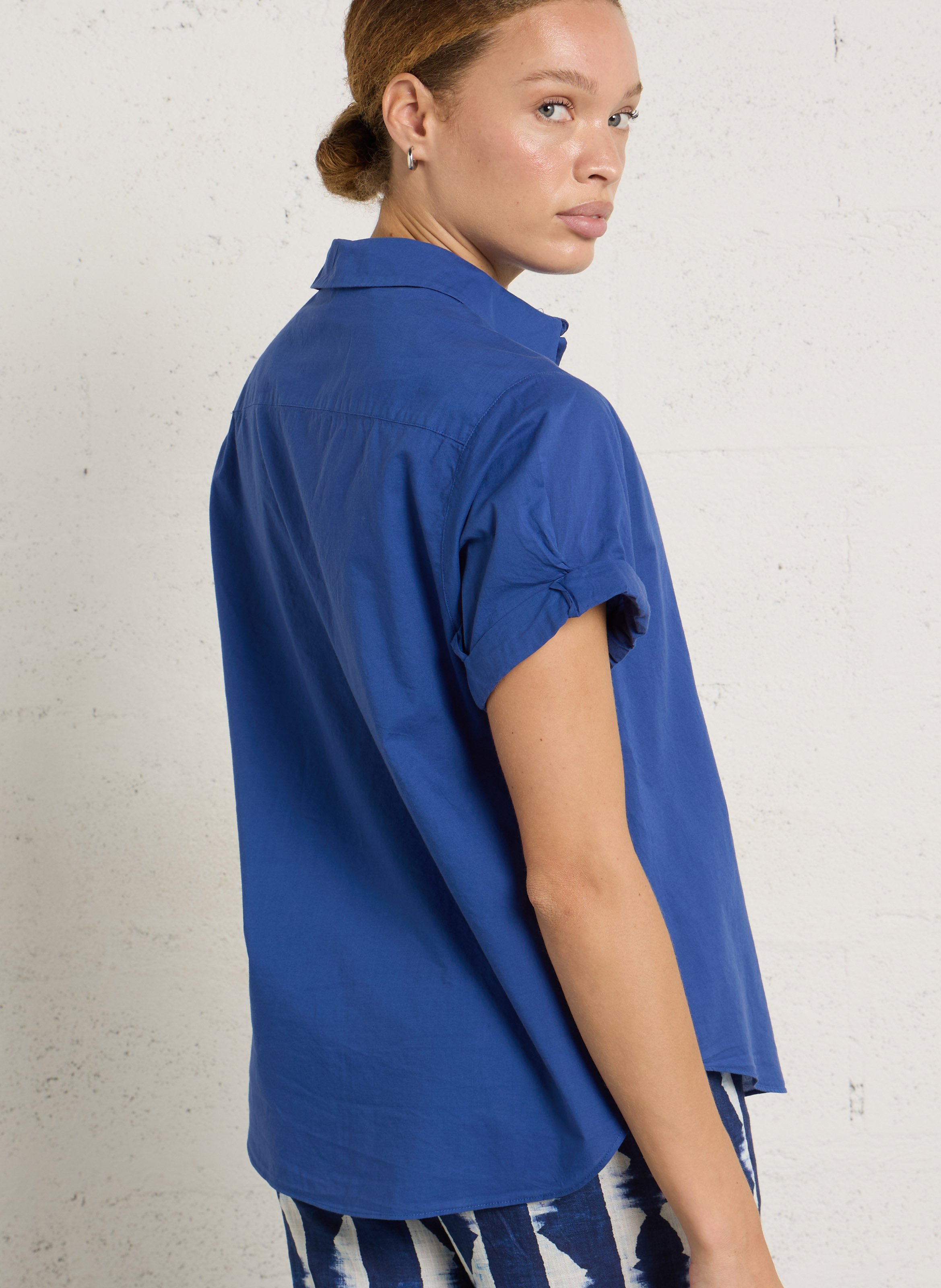 Chemise col classique manches contrastantes en coton SUD EXPRESS Blue