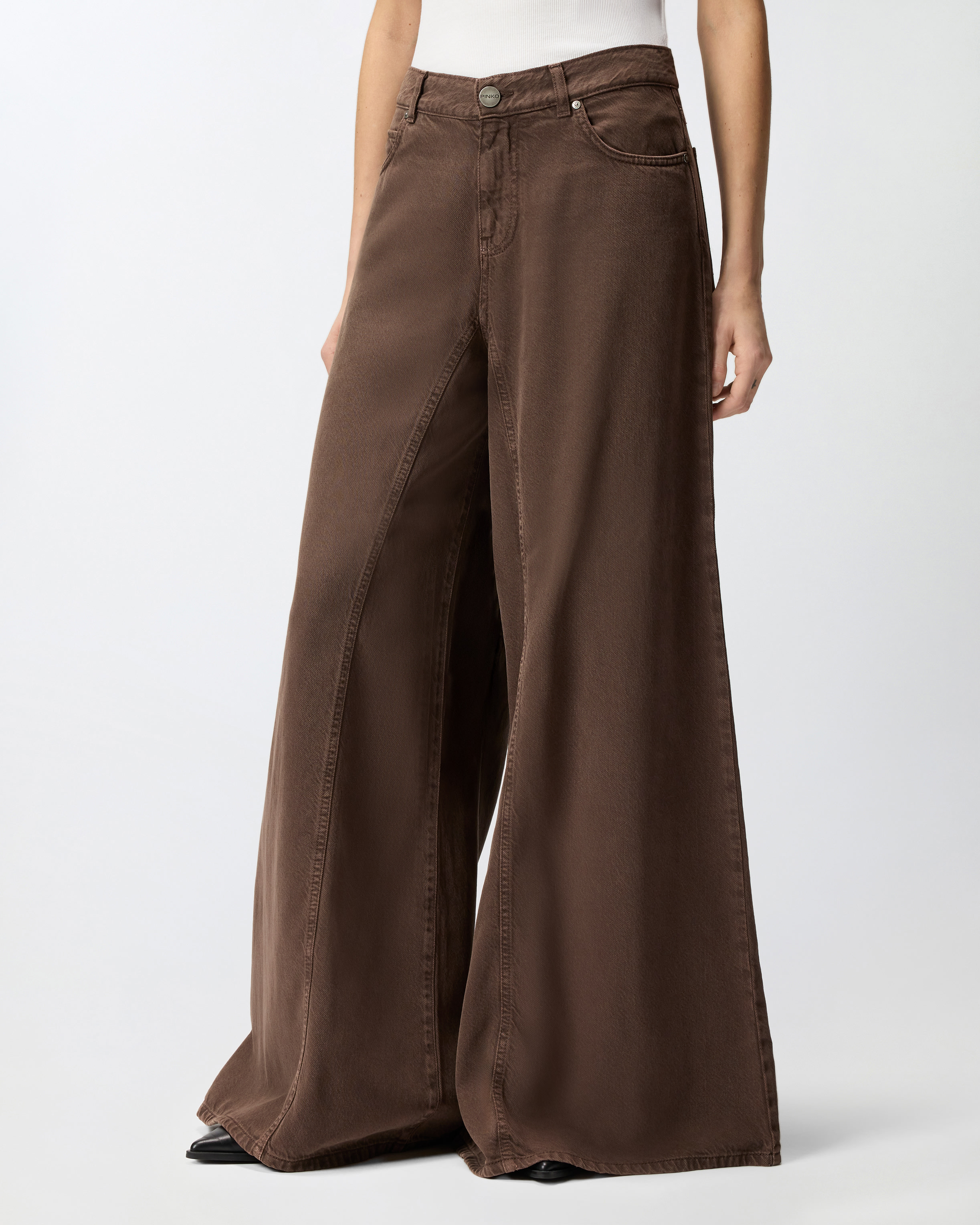 Jean super wide leg PINKO Marron