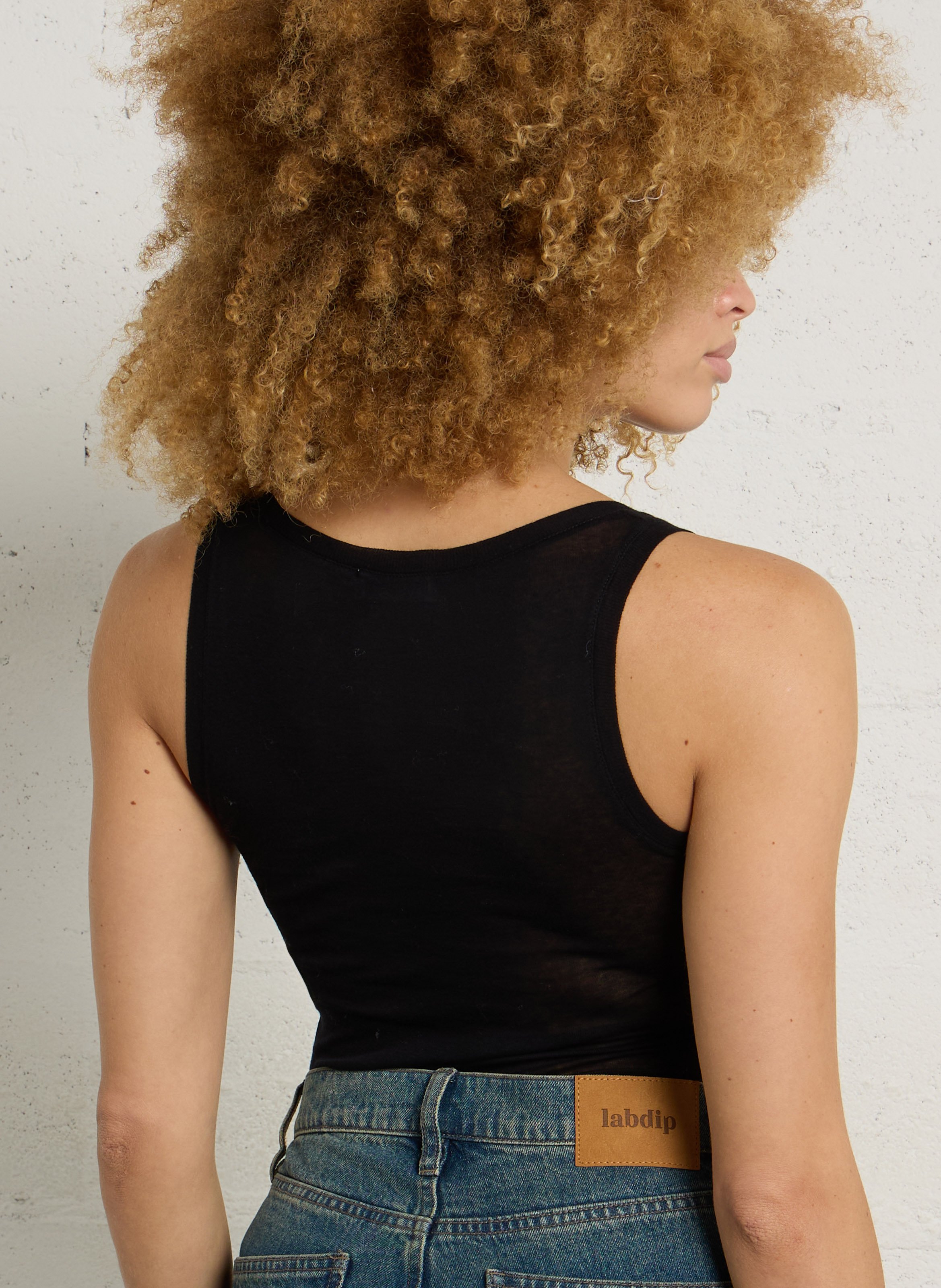 Round-neck cotton tank top AMERICAN VINTAGE Black