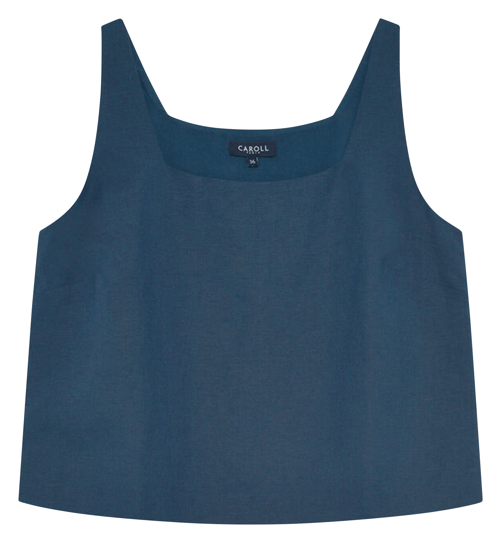 Top col carré en lin mélangé CAROLL Bleu