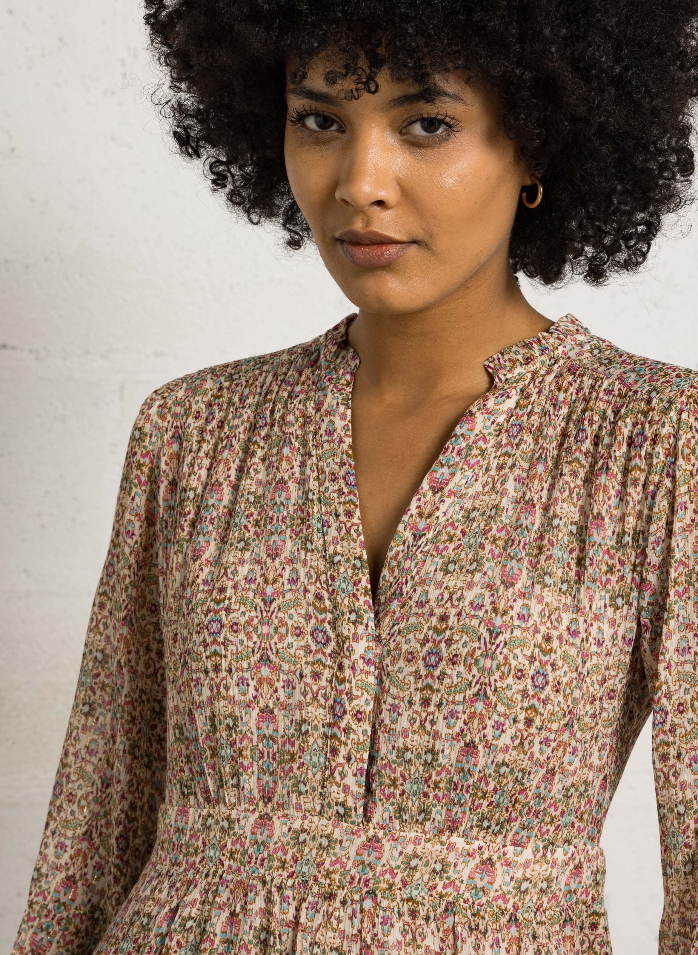 Halflange jurk met print MAISON 123 Beige