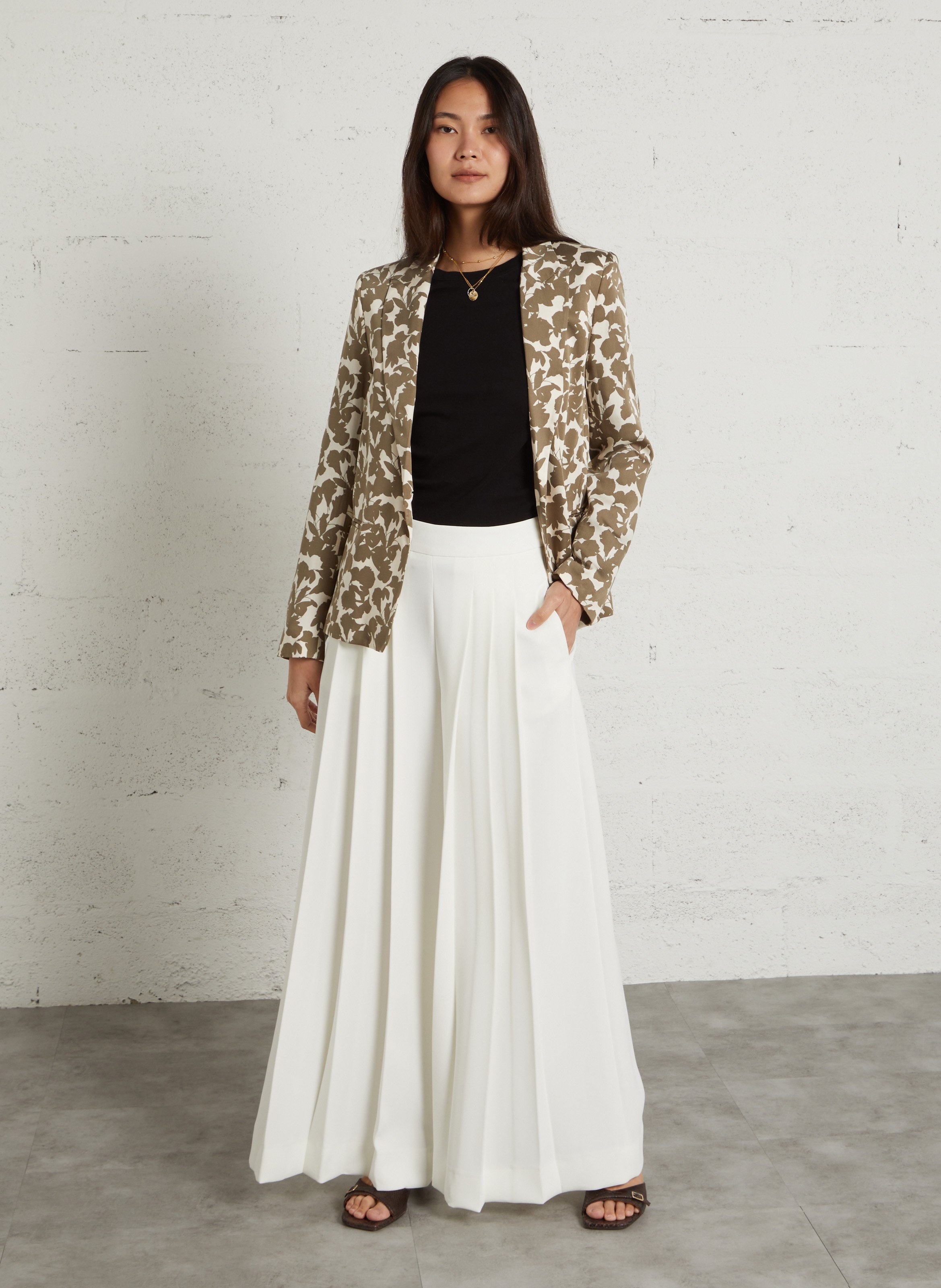 Straight-fit jasje met reverskraag en print IKKS Kaki