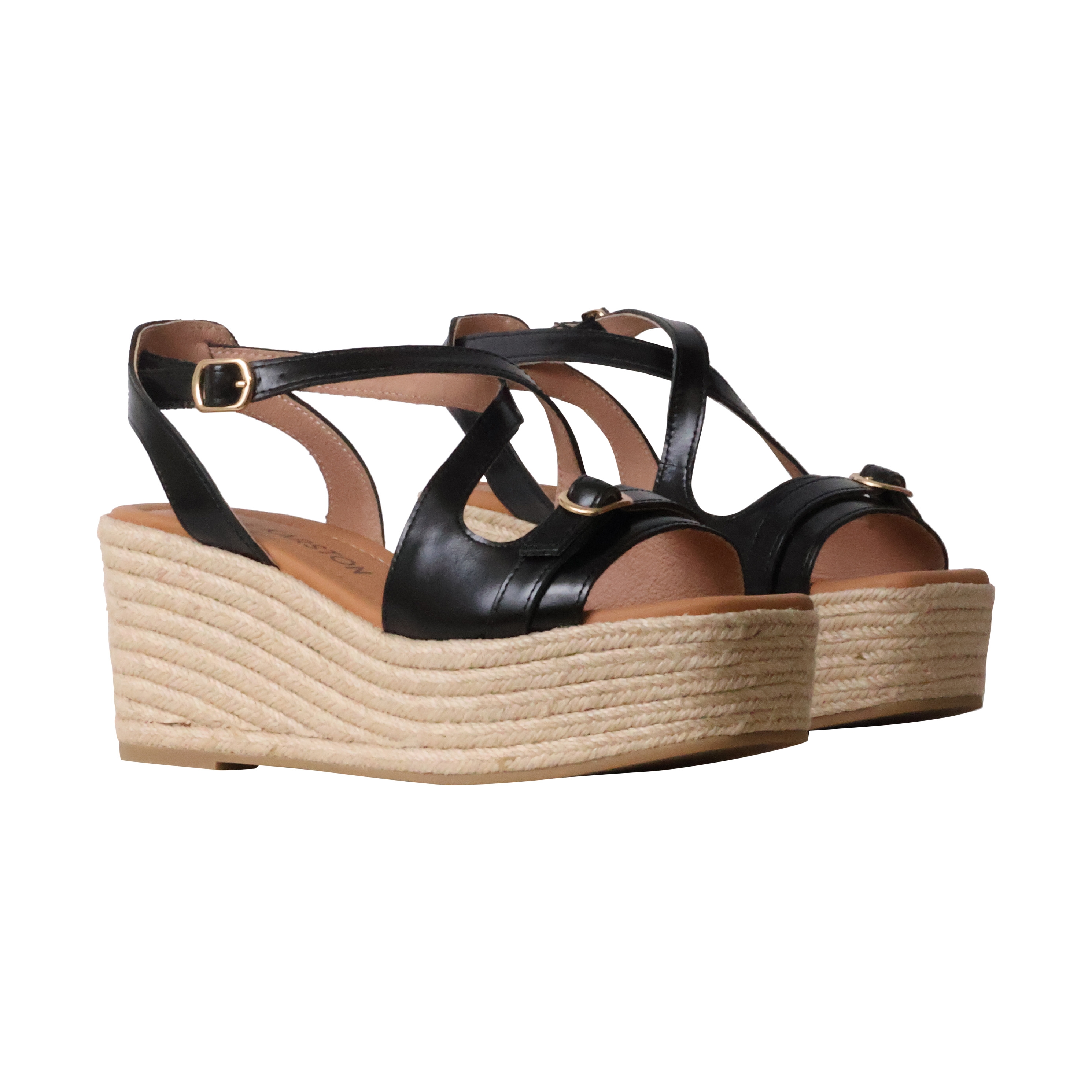 Napolie leather wedge sandals EMILIE KARSTON Black