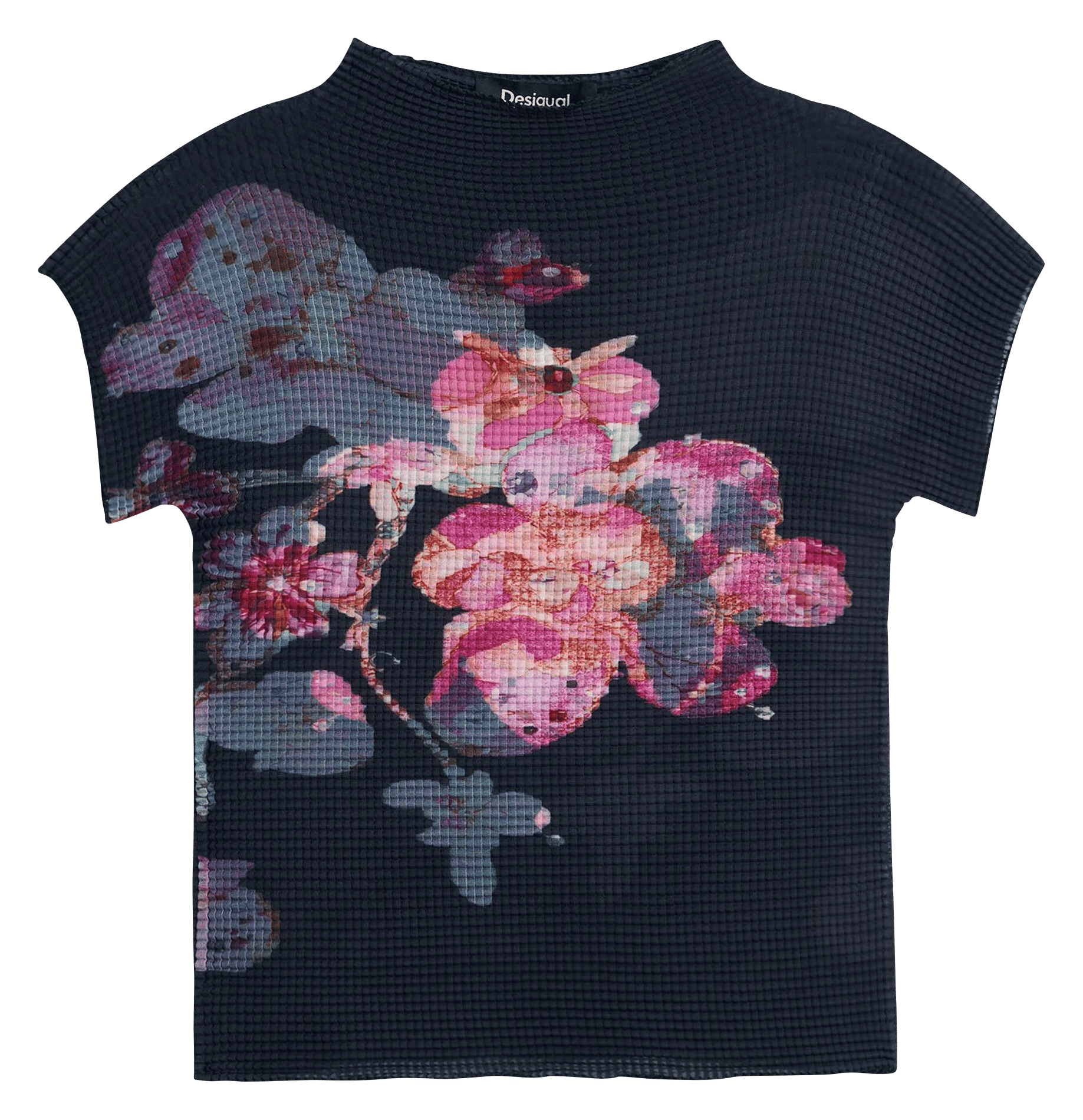 Tee-shirt imprimé col montant  DESIGUAL Noir