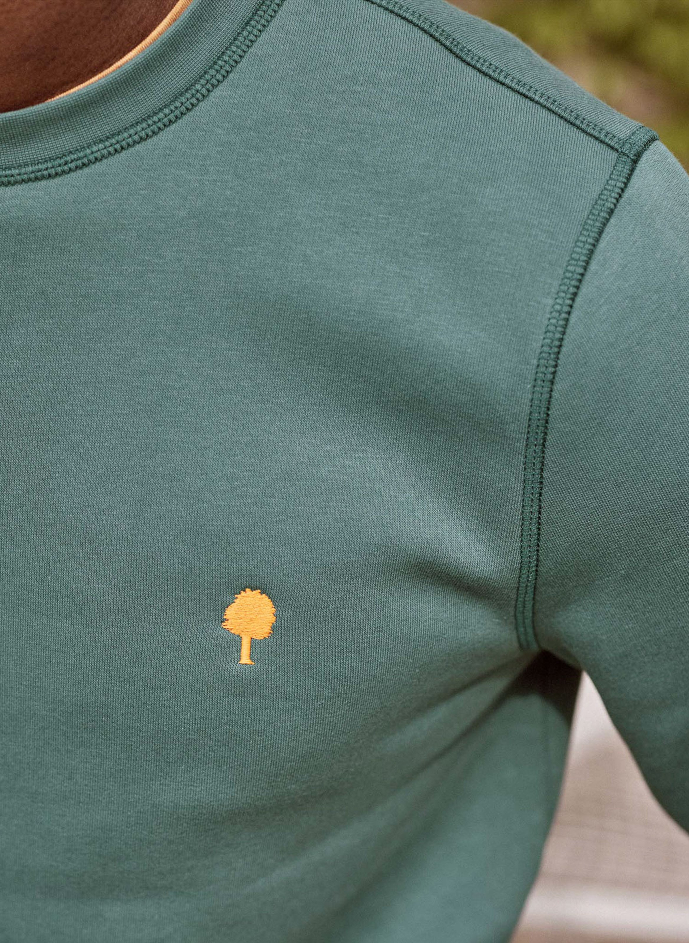 Rechte sweater met ronde hals | katoenblend | Groen FAGUO Heren