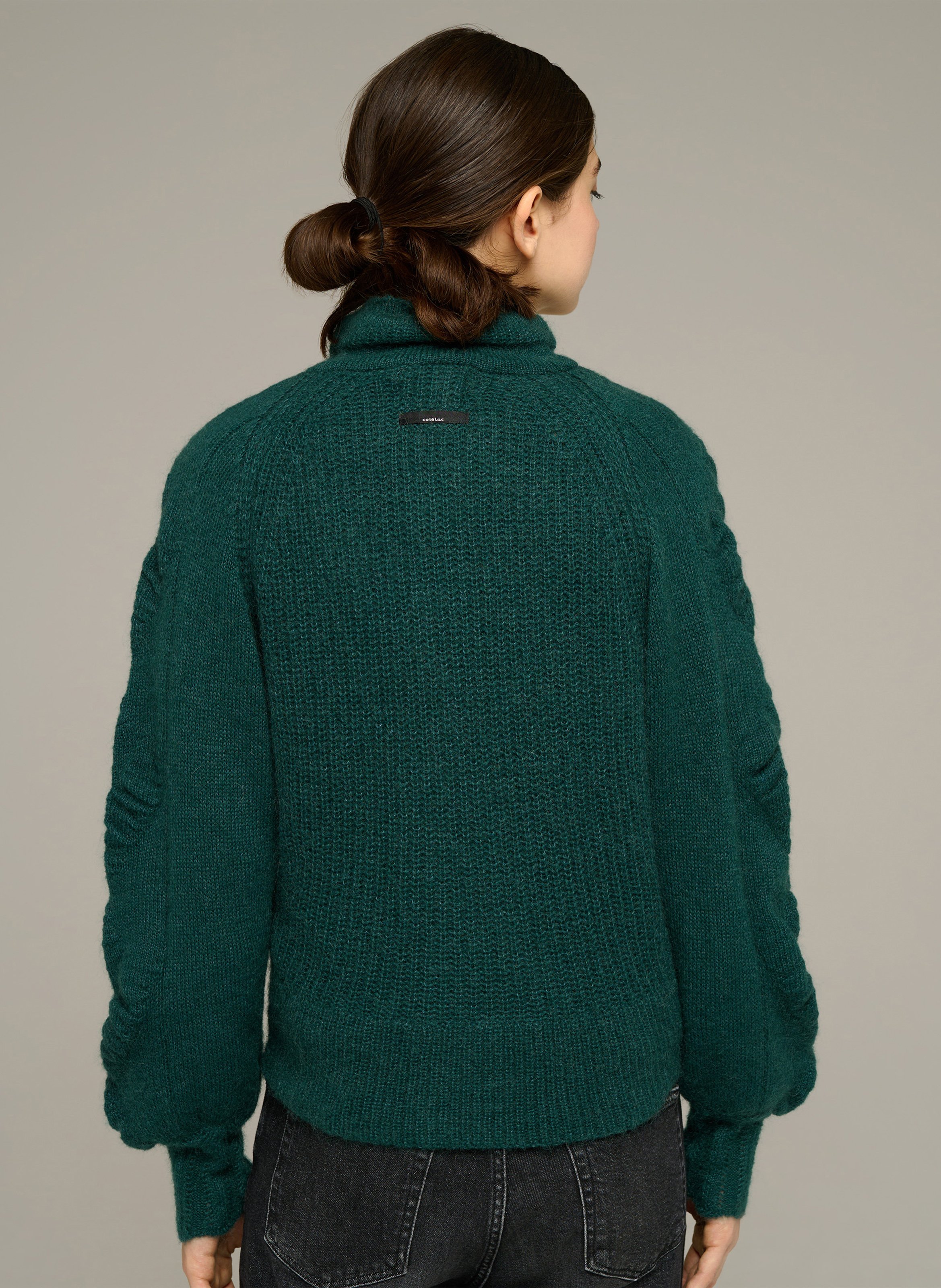 Gerade geschnittene Strickjacke mit Reißverschluss aus Wollmischung COTELAC Grun