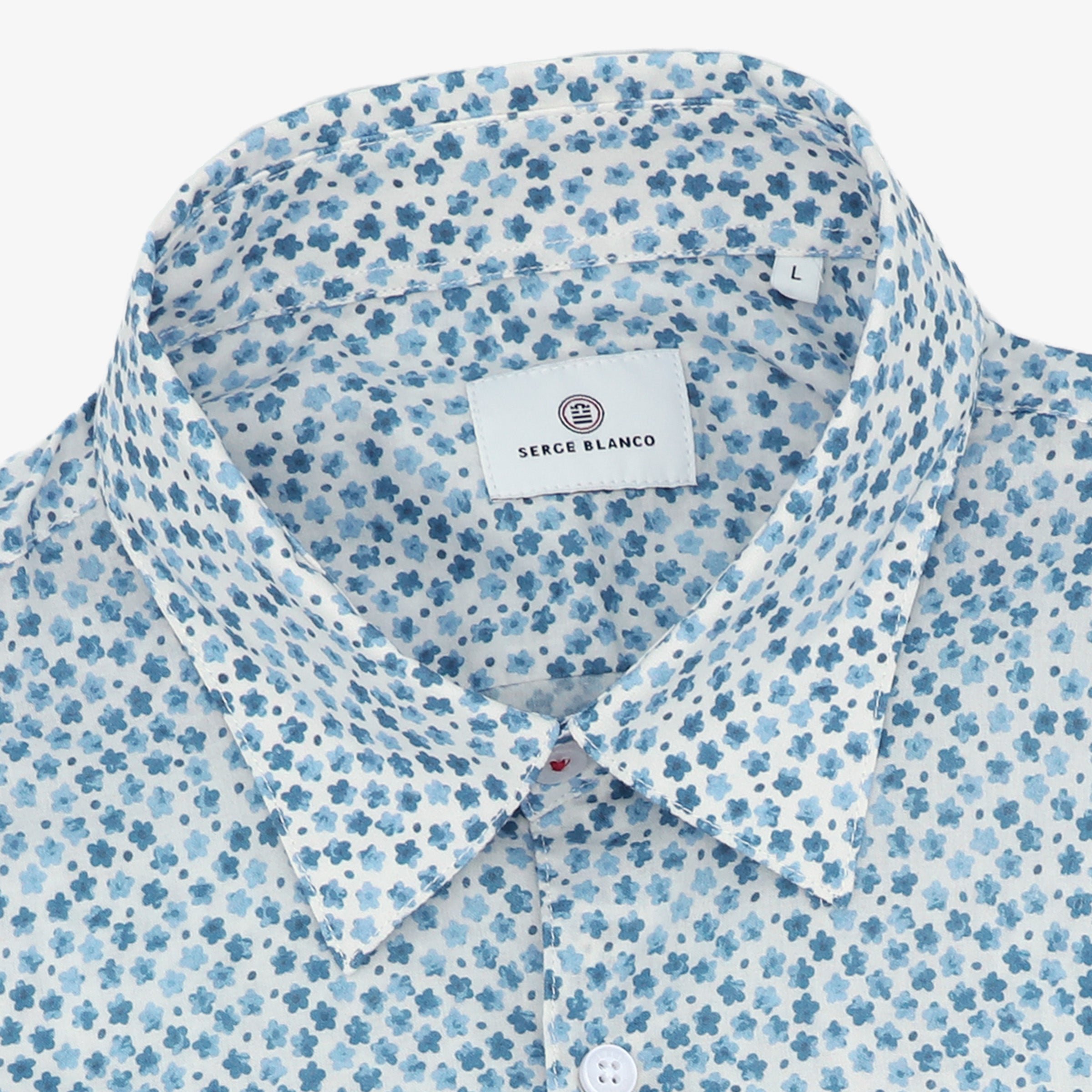 Chemise manches longues imprimée en coton SERGE BLANCO Bleu