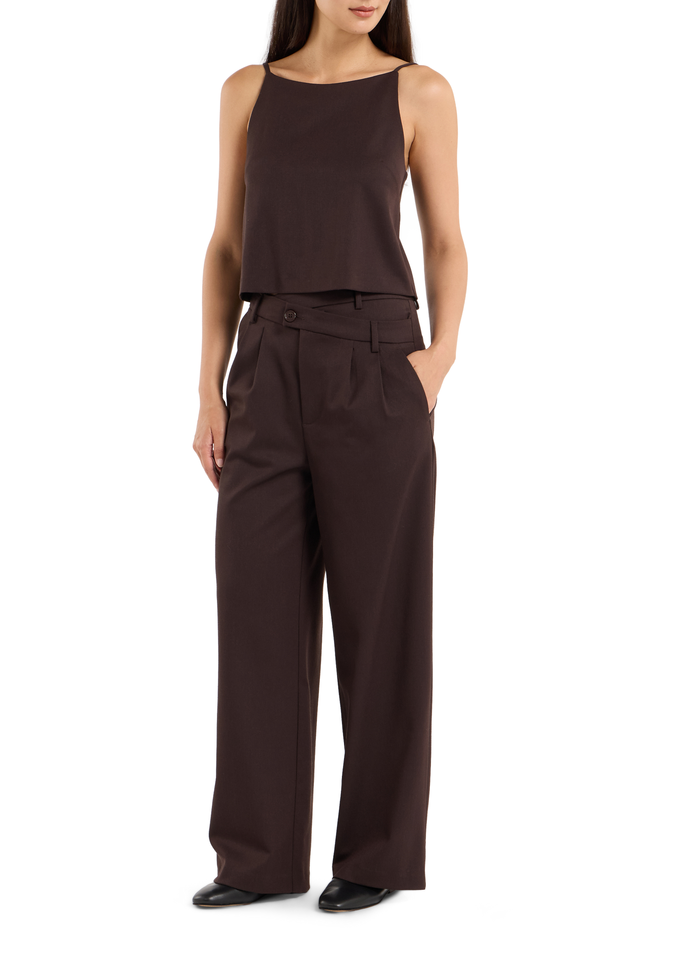 Sleeveless wool blend top | Brown SAISON 1865 Women