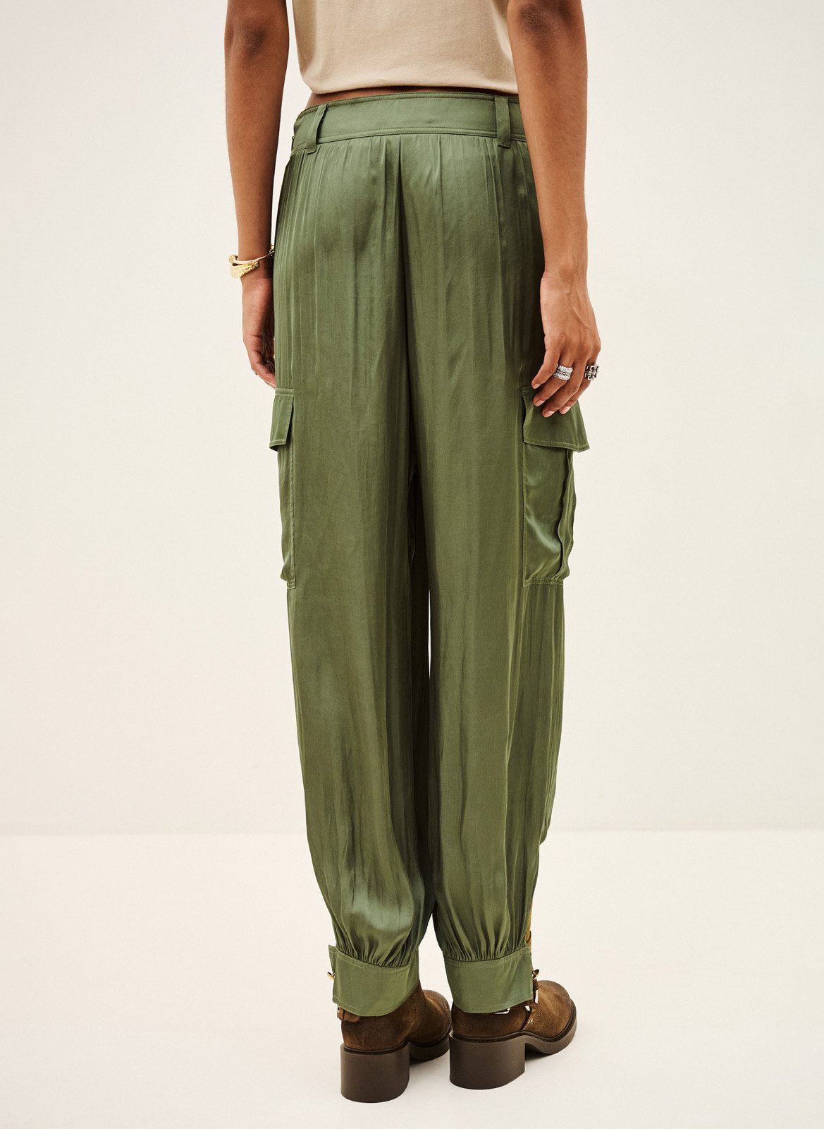 Pantalon large cargo plissé BA&SH Kaki