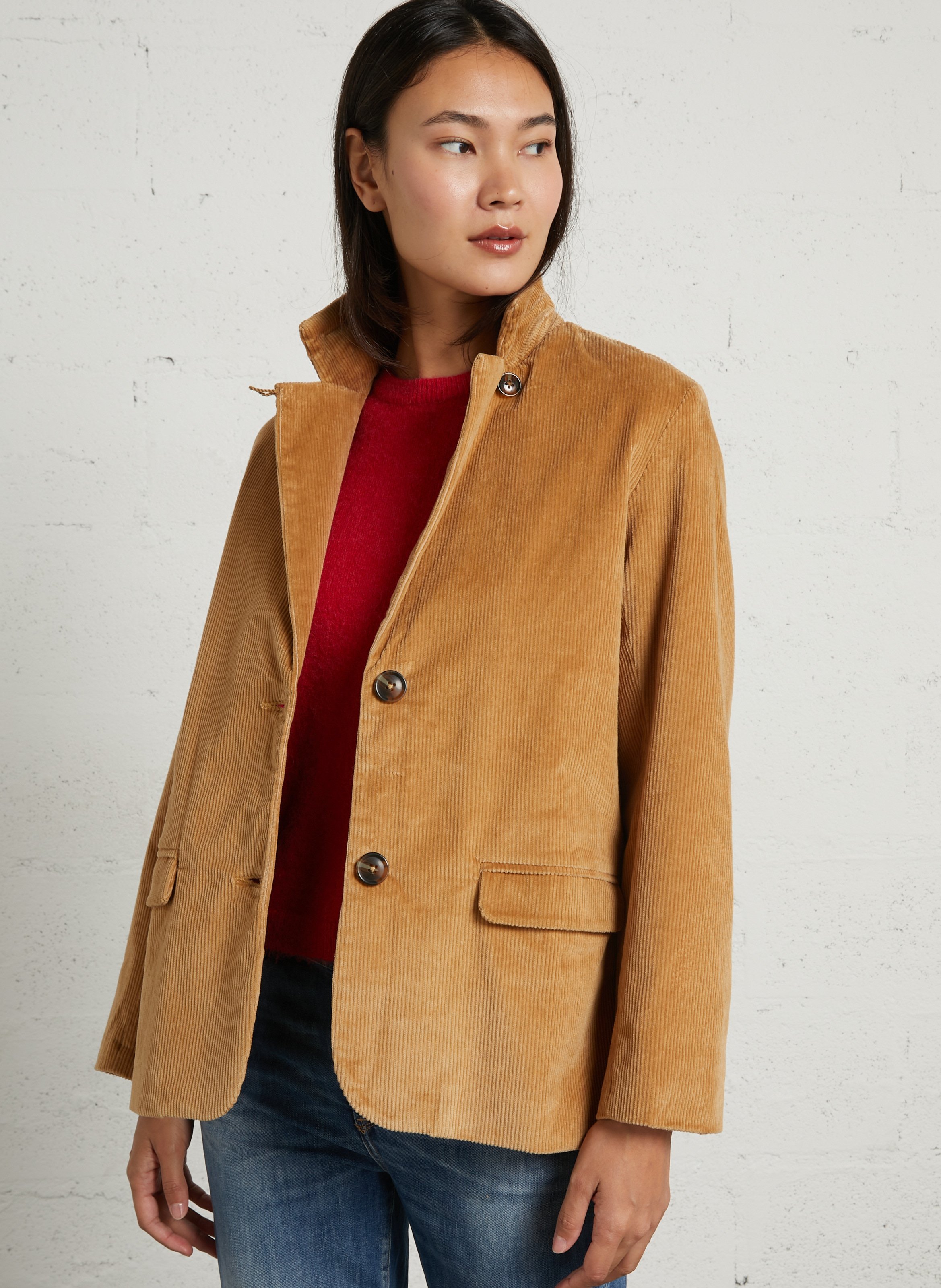 Blazer van katoenmelange LEON & HARPER Beige