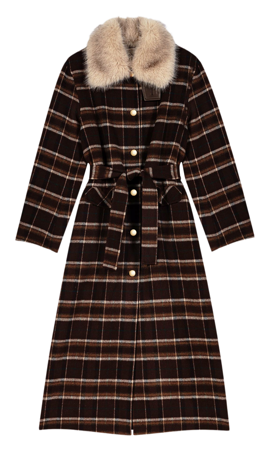 Manteau ceinturé en laine mélangée MAJE Bruin