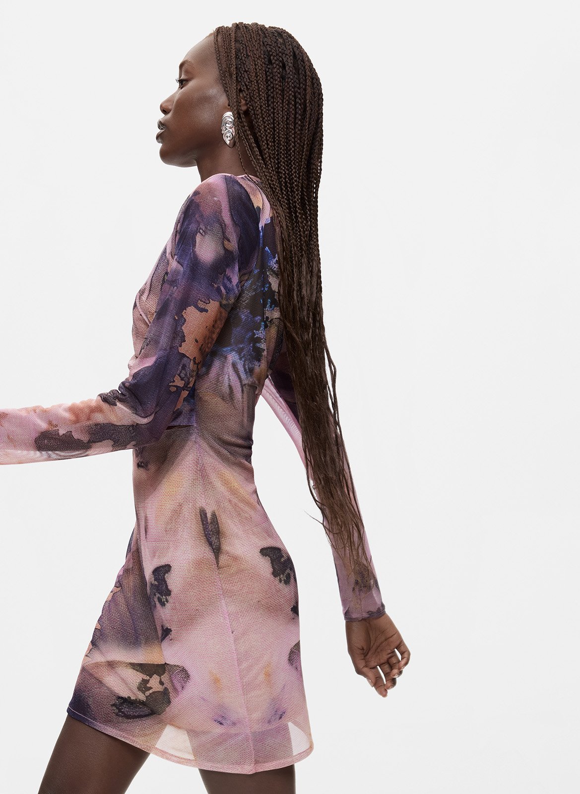 Korte rechte jurk met ronde hals en print DESIGUAL Rood