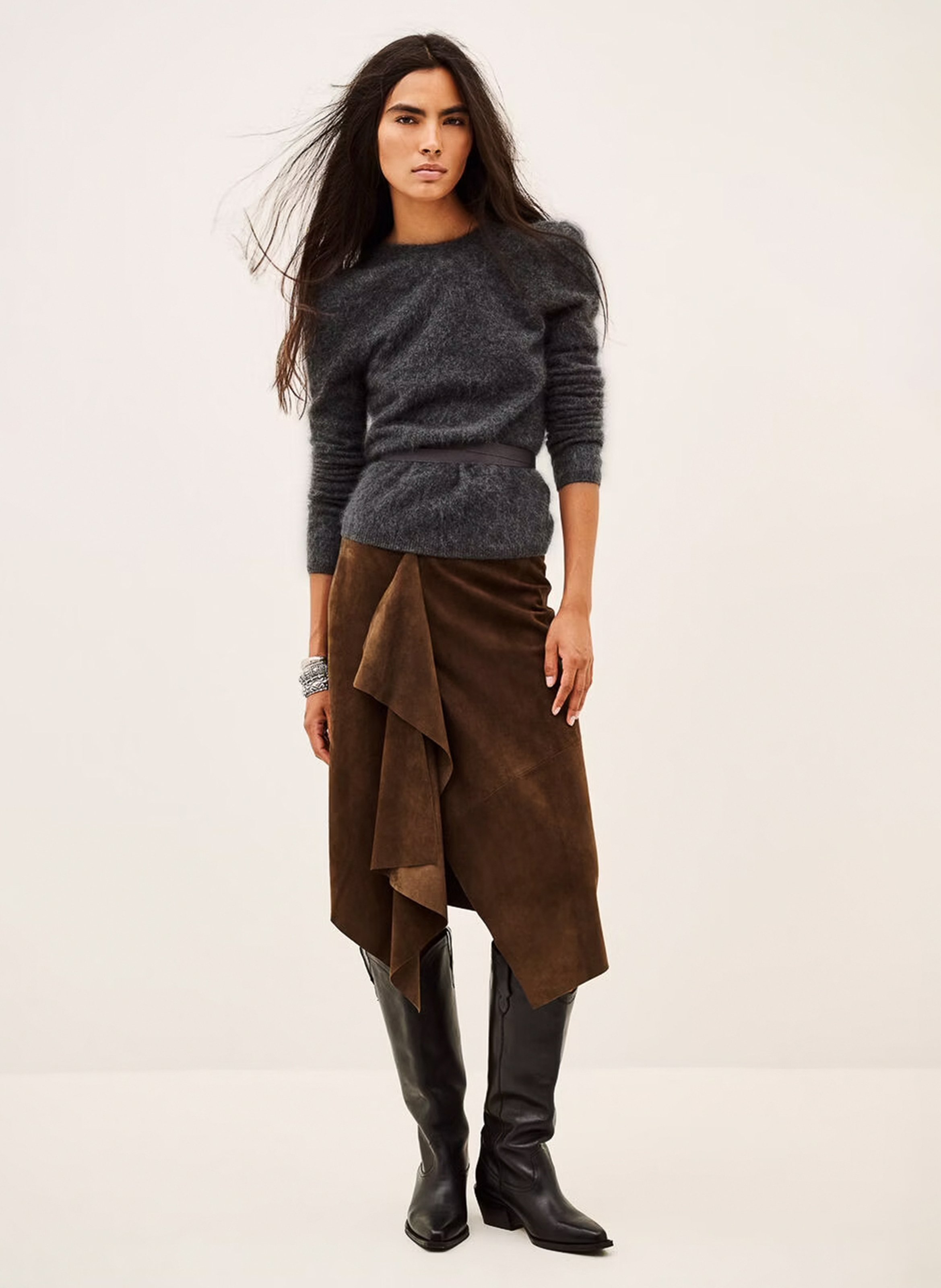 Taillierte Strickjacke aus Leinen BA&SH Grau