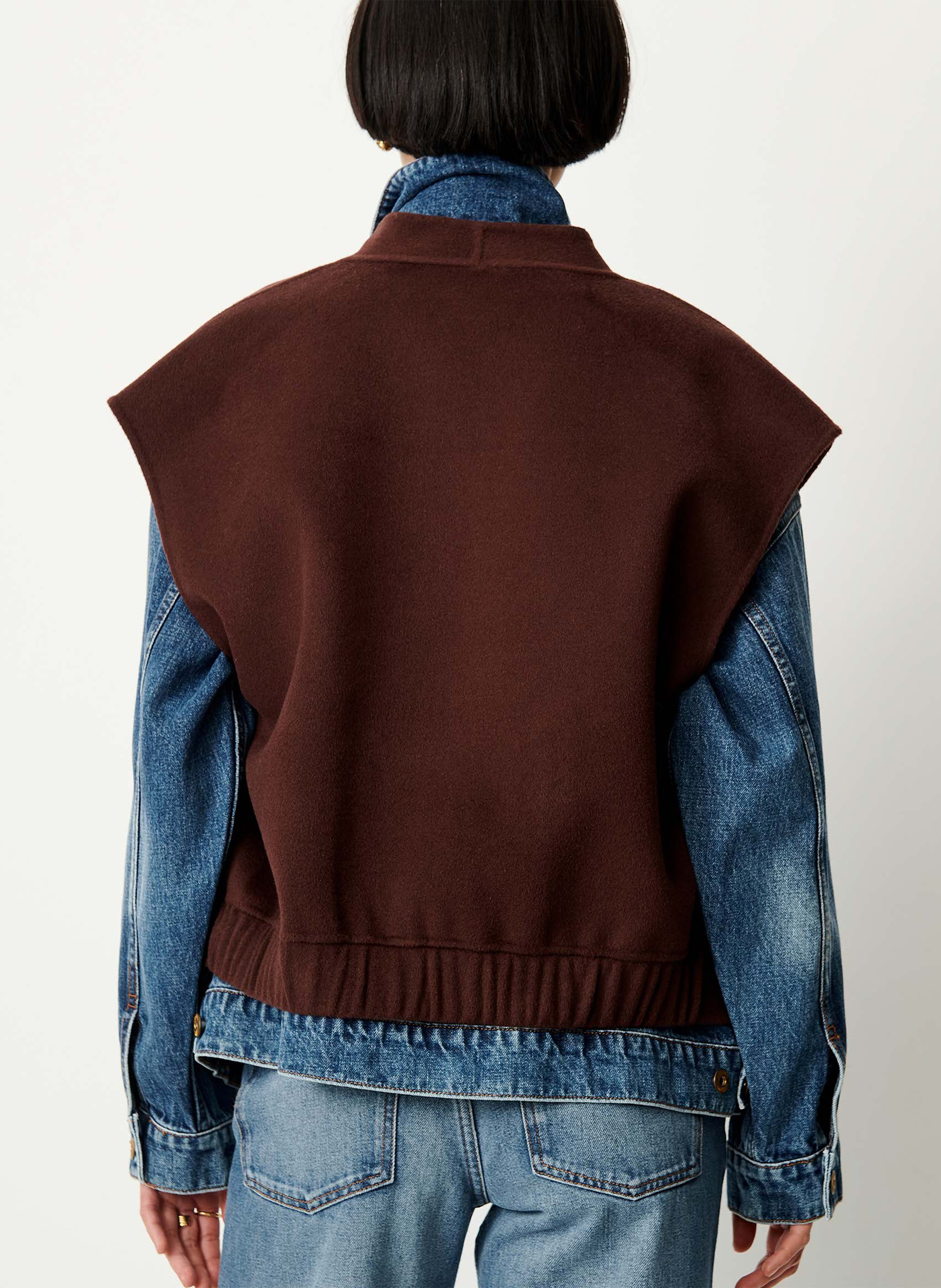 Buttoned V-neck jacket in a wool blend SESSUN Brown