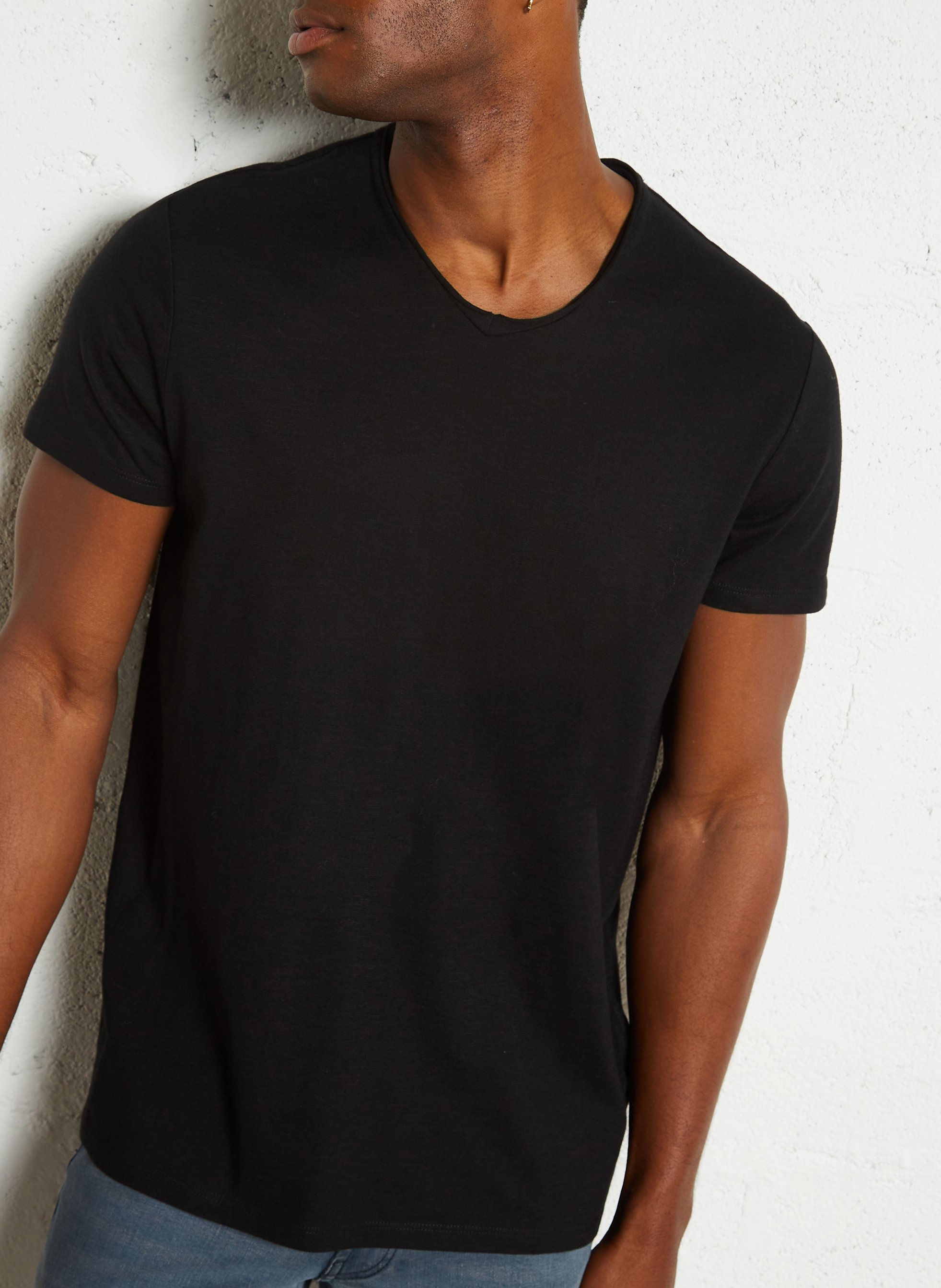 Regular-fit, katoenen T-shirt met V-hals IKKS Zwart