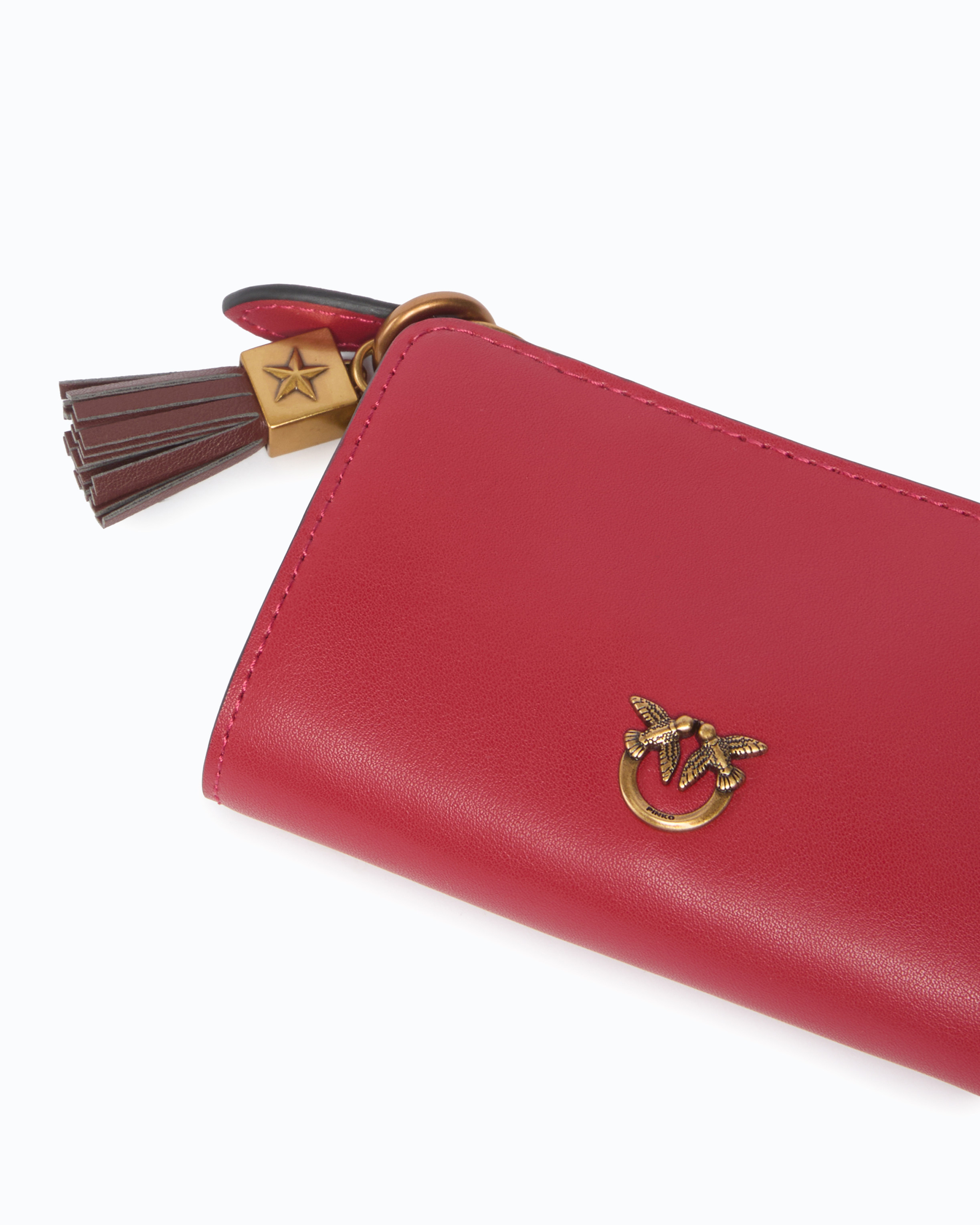Leather mini wallet with tassel PINKO Multicolored