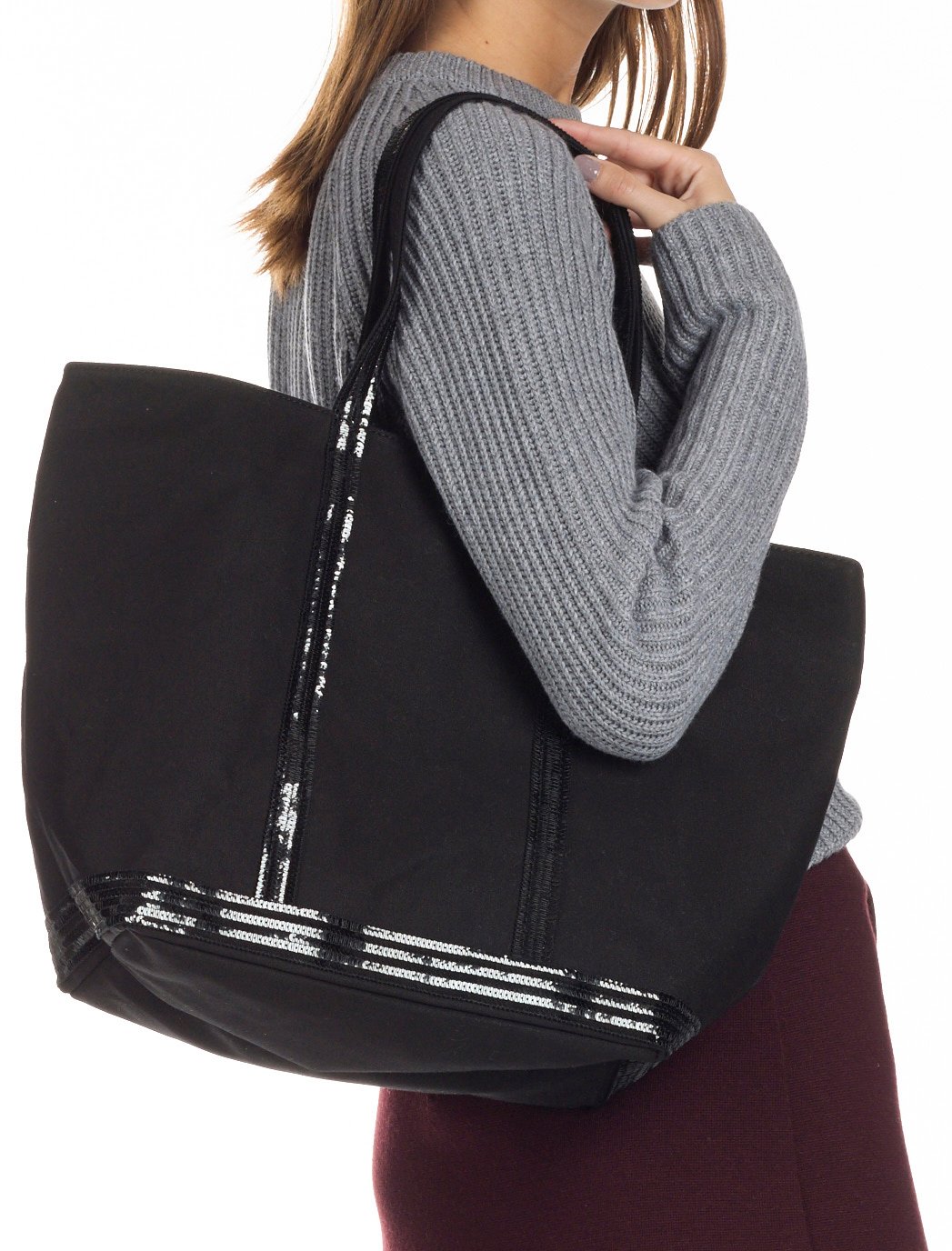 Katoenen shopper met lovertjes VANESSA BRUNO Zwart