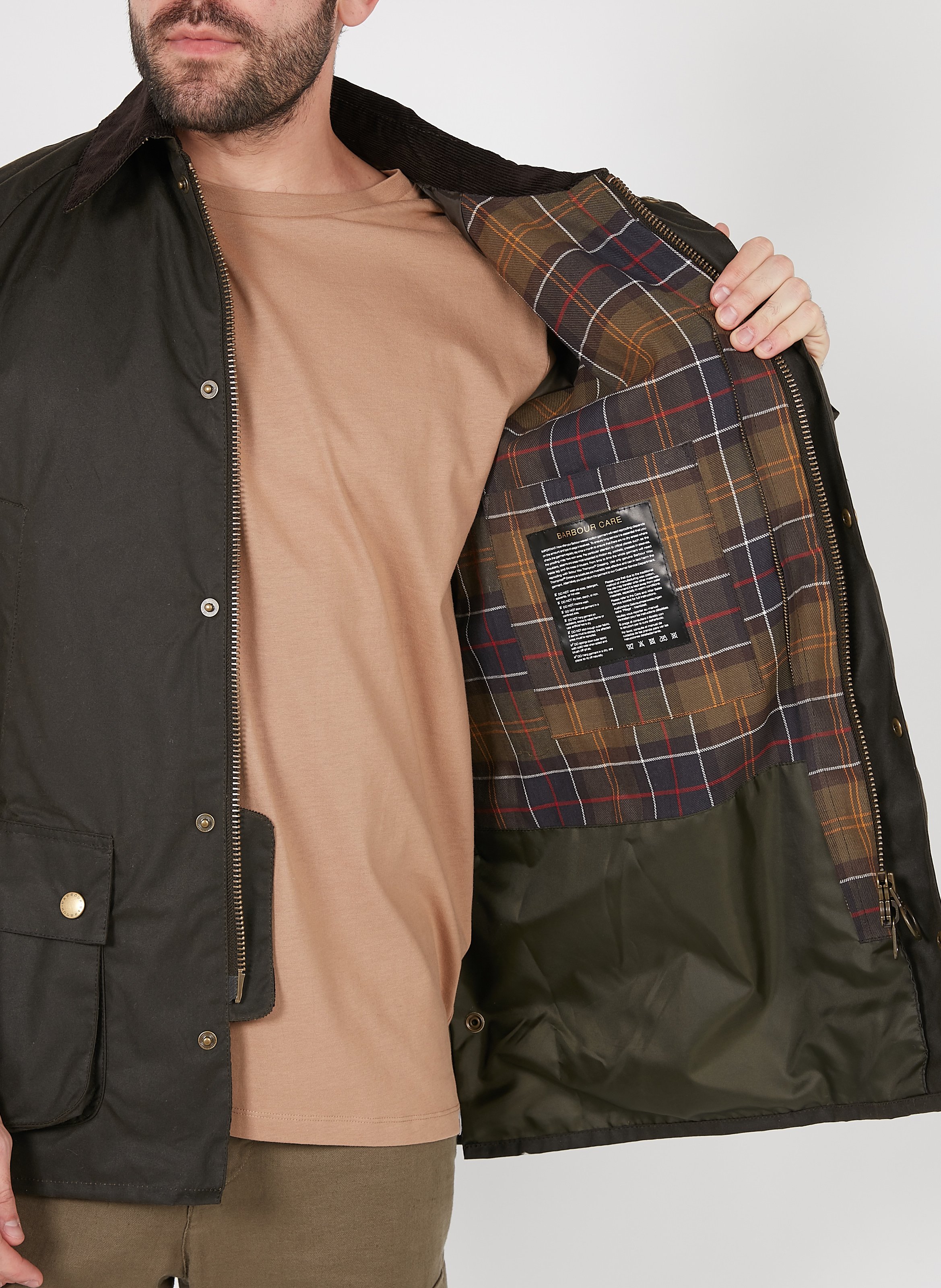 Katoenen jas met klassieke kraag BARBOUR Kaki