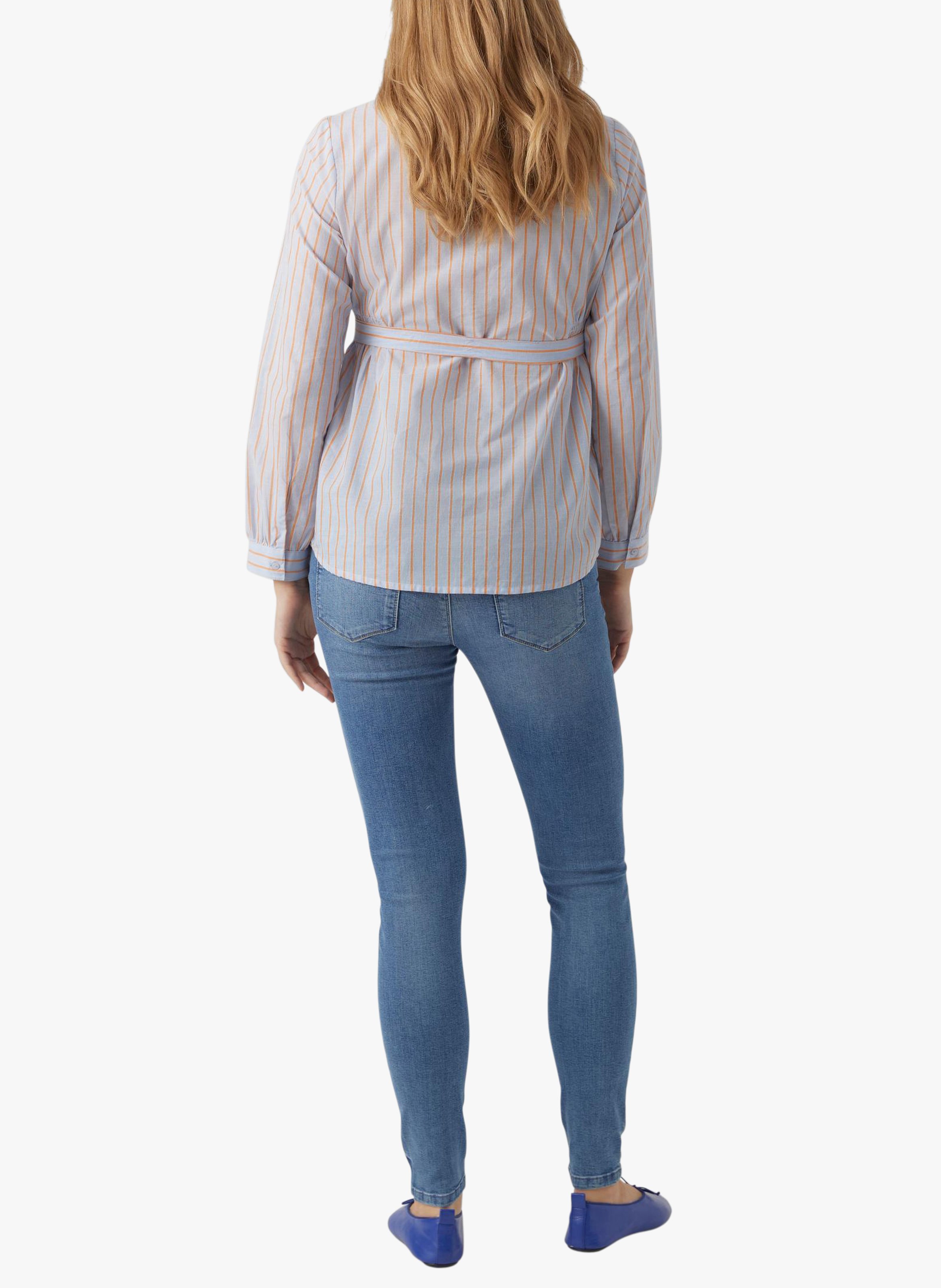 Striped cotton maternity shirt MAMALICIOUS Blue