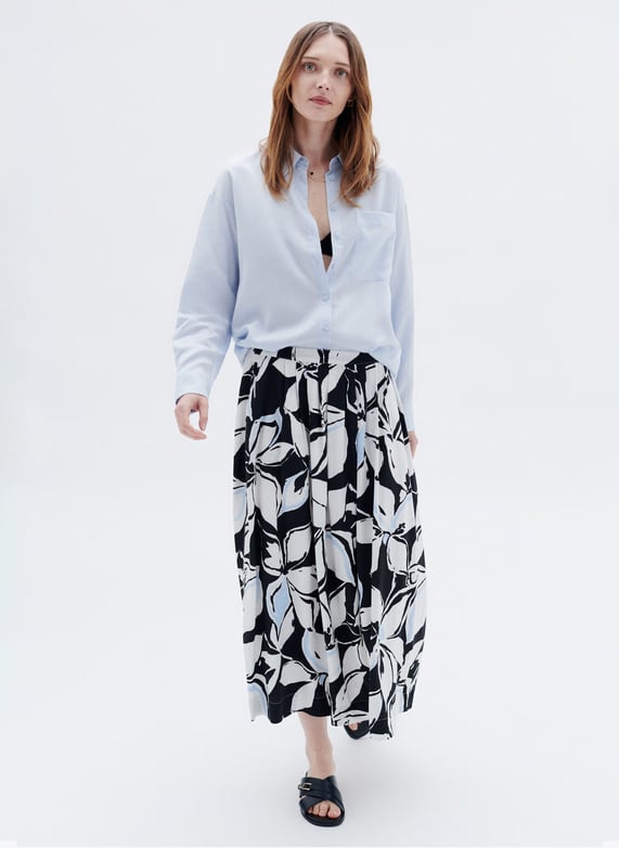 Jupe Longue evasee a Imprime Floral Jcamelia Noir Caroll Femme 4000261 1022 NOIR Place des Tendances Belgique