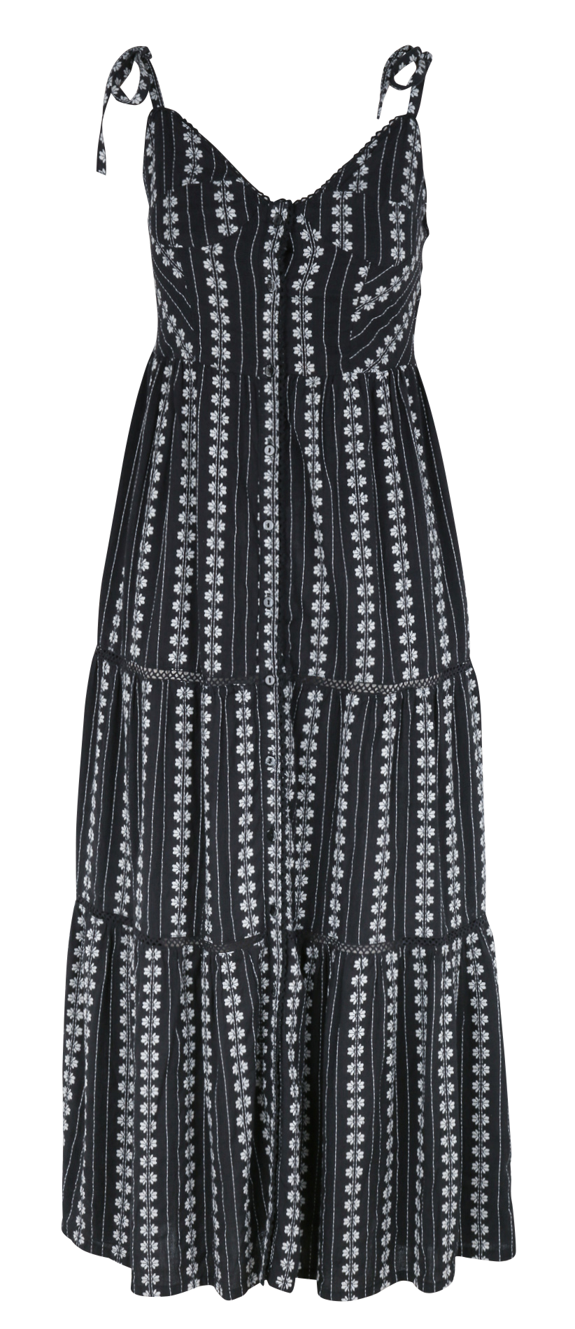 Robe longue brodé en coton MAISON HOTEL Noir