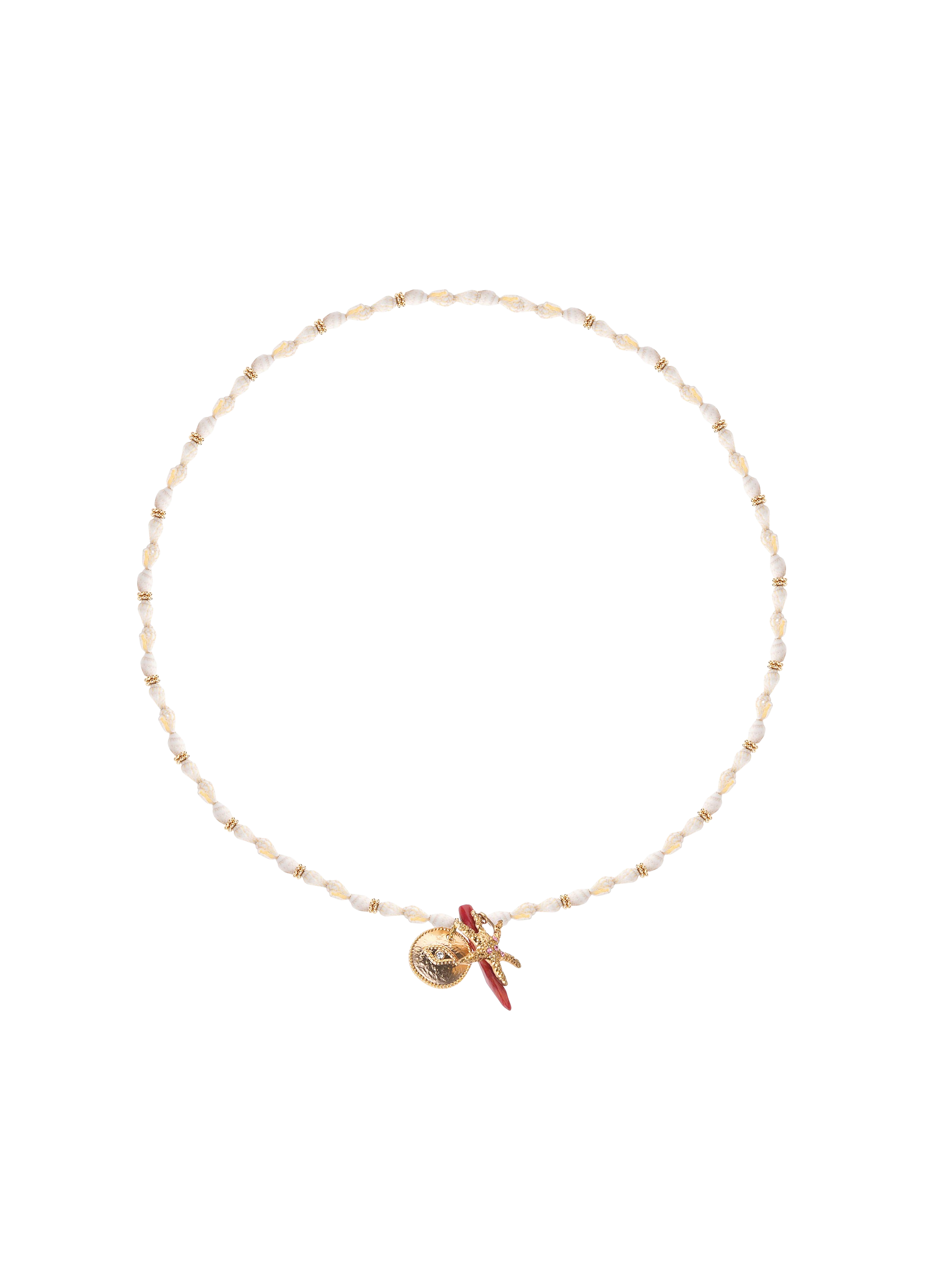 Necklace with seashells and charm HIPANEMA White